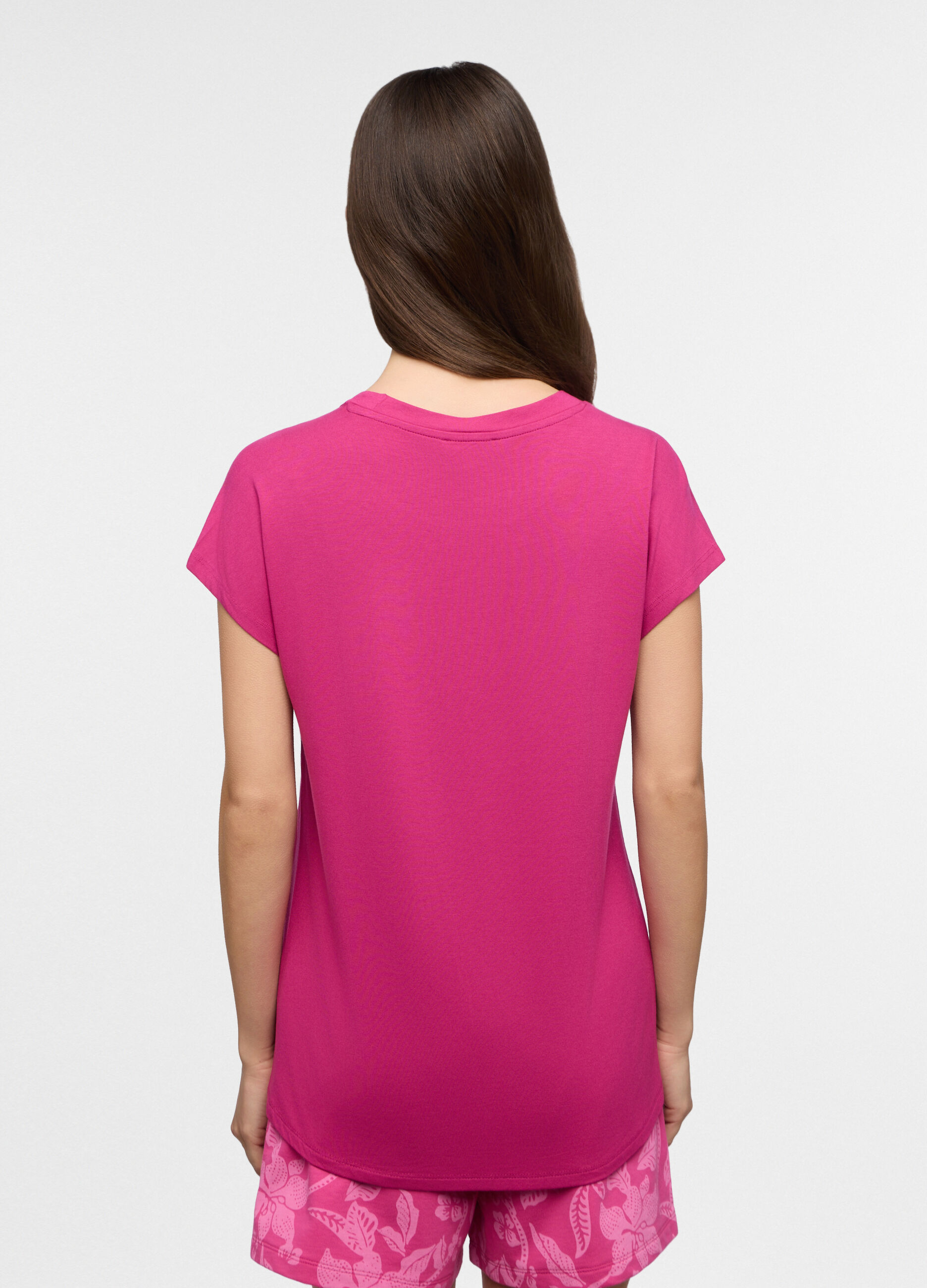T-shirt fit over girocollo stretch donna_1