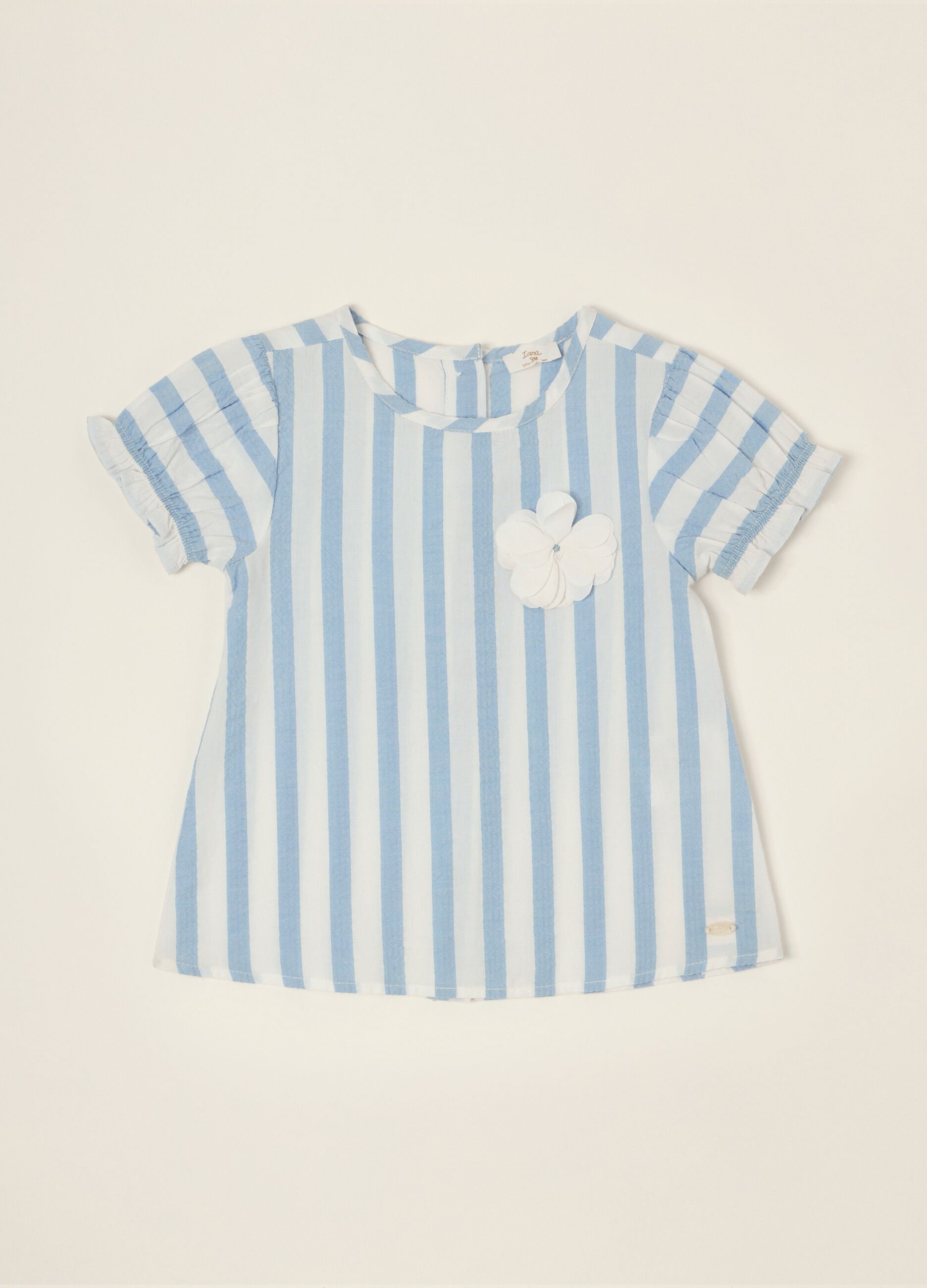 Maglia a righe azzurra in puro cotone_0