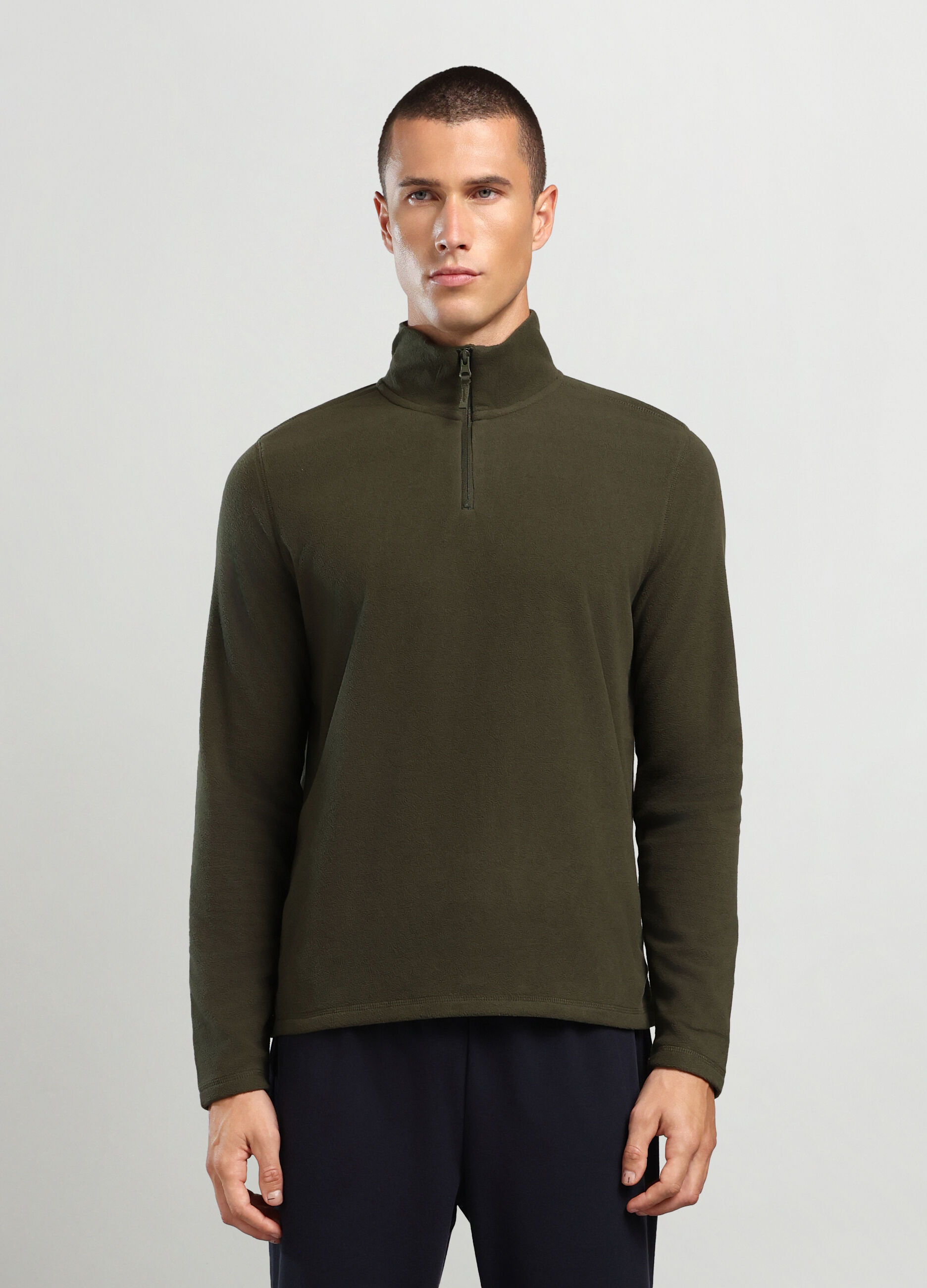 Felpa a collo alto con mezza zip uomo_0