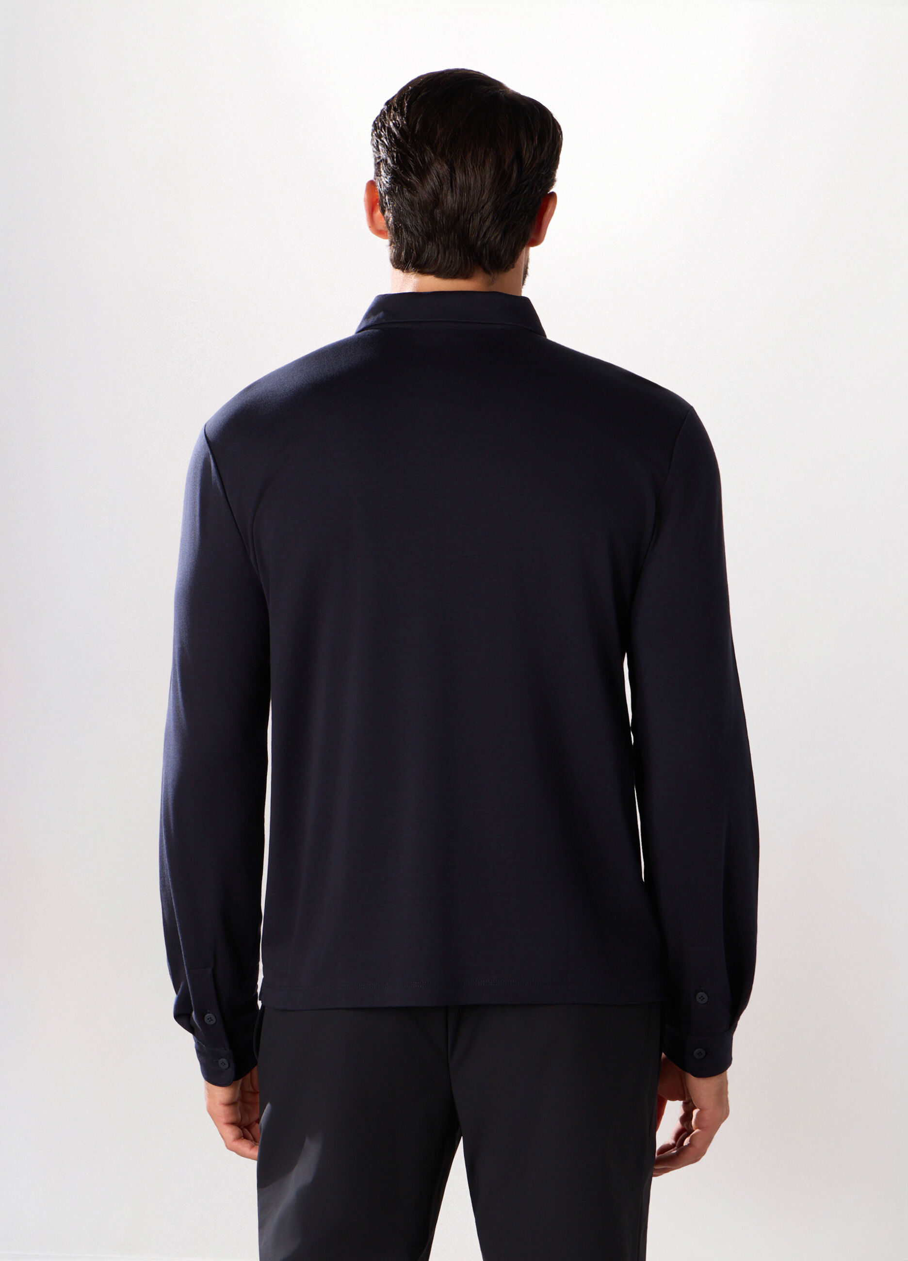 Polo a maniche lunghe in puro cotone uomo_2