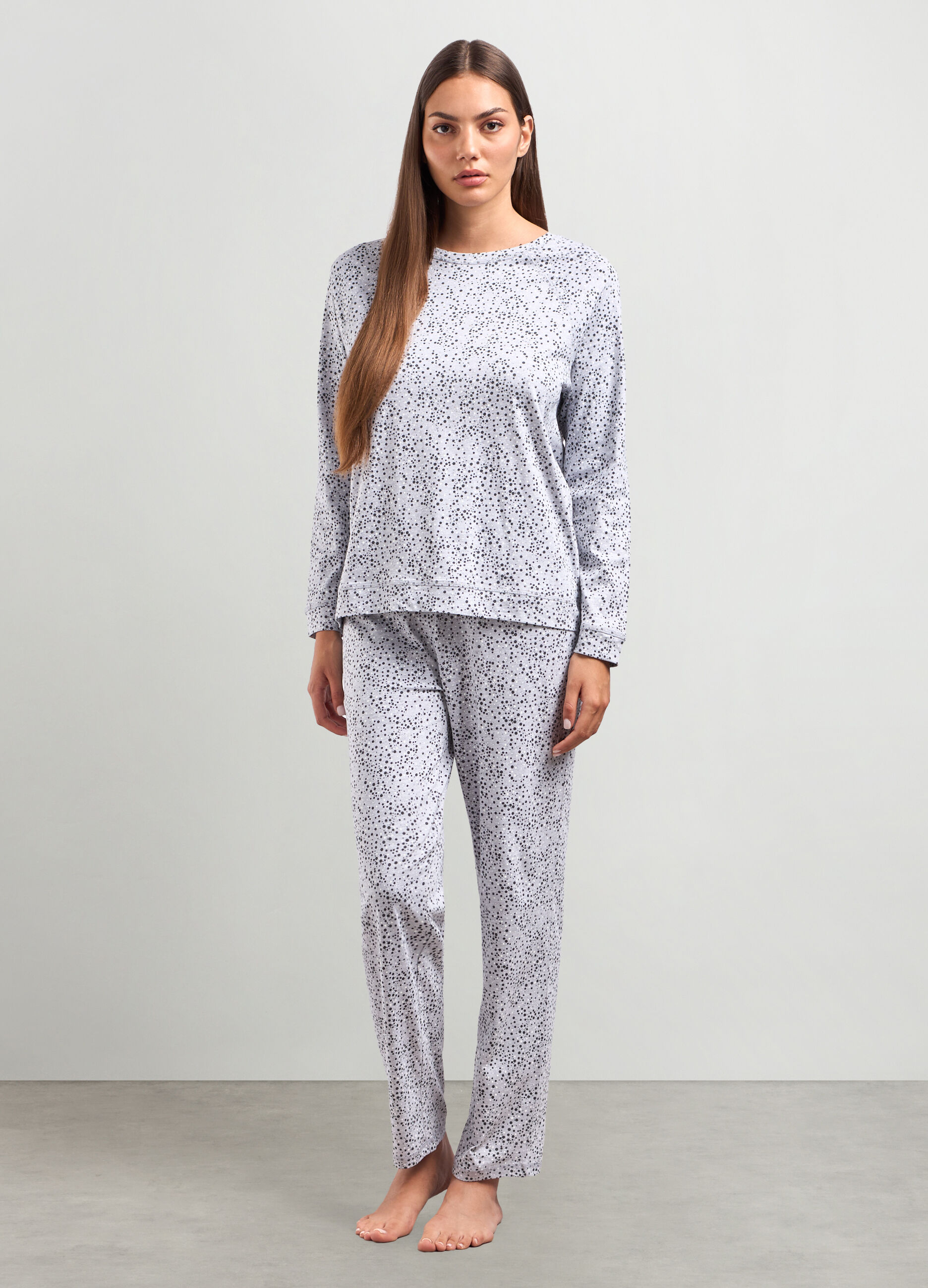 T-shirt pigiama lungo in puro cotone donna_0