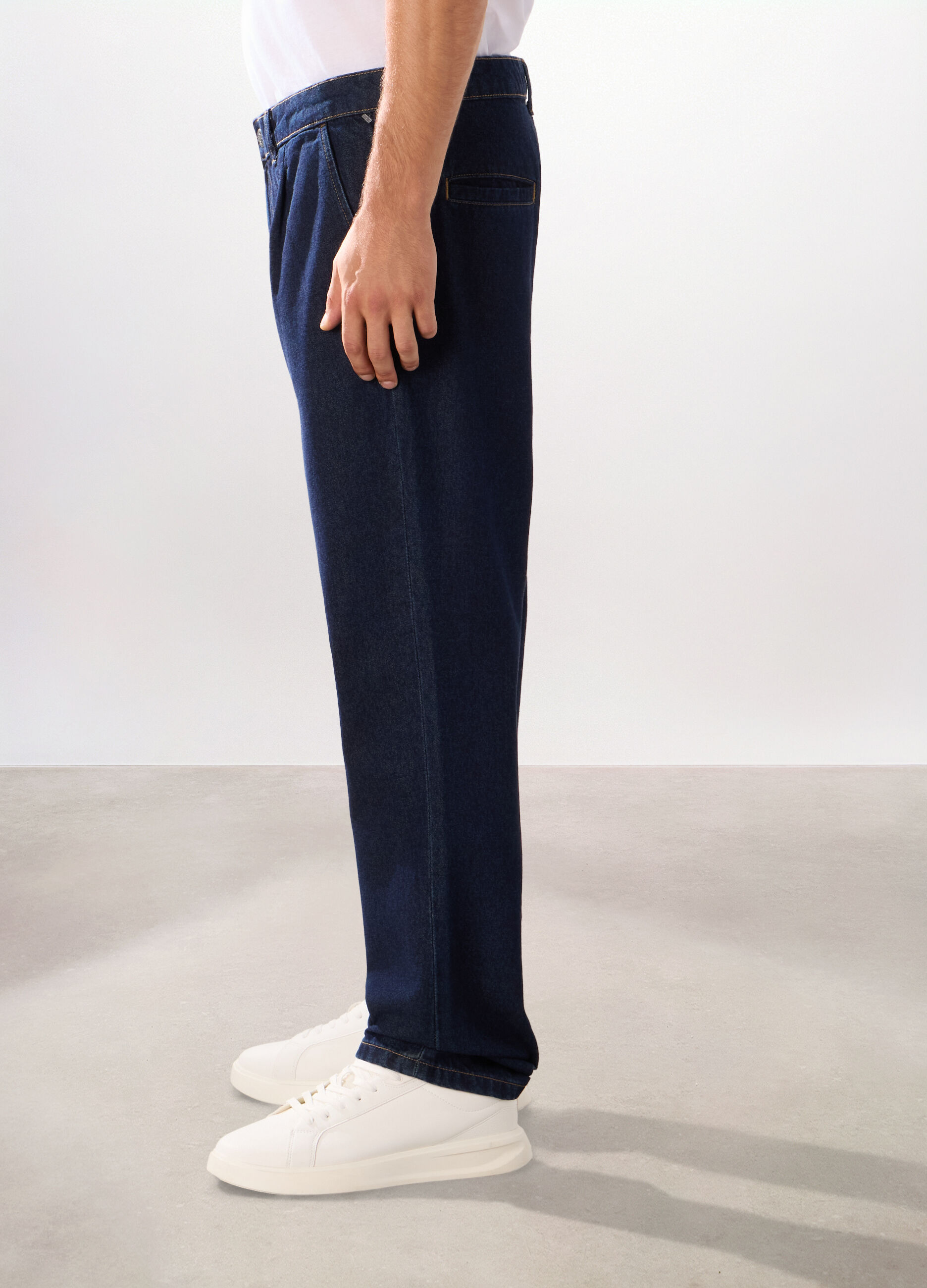 Chino in denim di cotone uomo_1