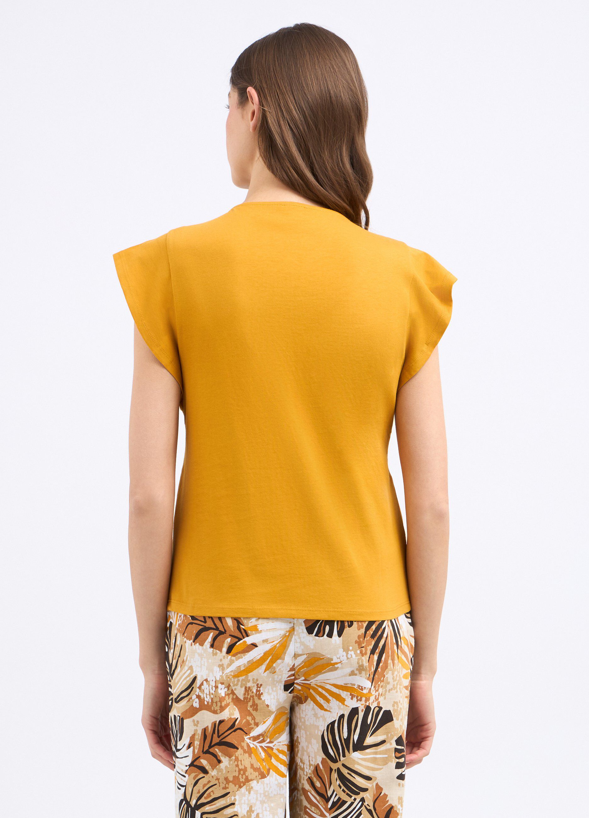 T-shirt in puro cotone con maniche ad aletta donna_1