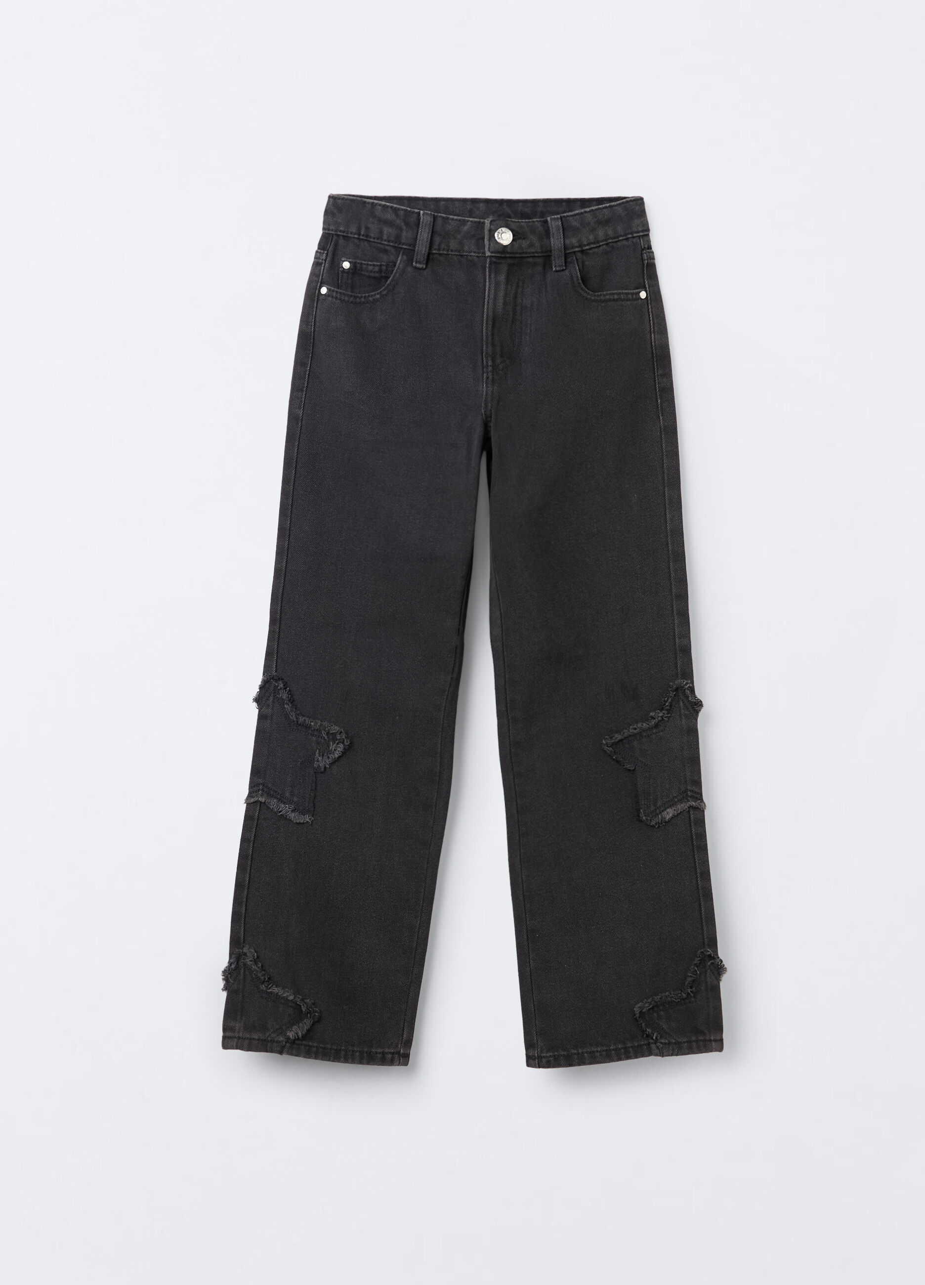 Pantaloni in denim di misto cotone Straight Fit ragazza_0