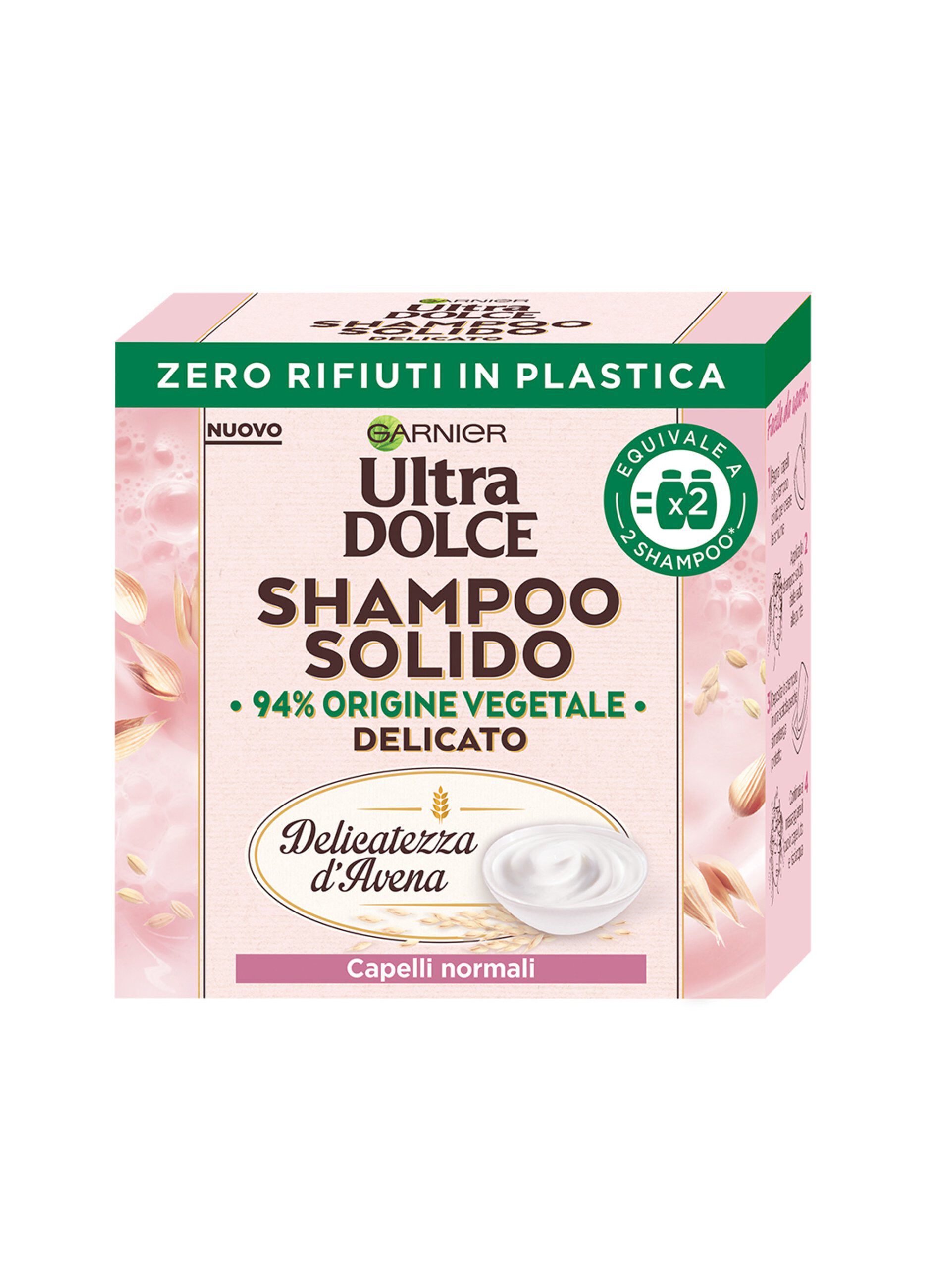 Garnier Ultra Dolce Shampoo Solido Delicatezza D’Avena, Per Cute sensibile e Capelli Delicati, Con packaging 100% ecologico plastic-free, 60 gr.