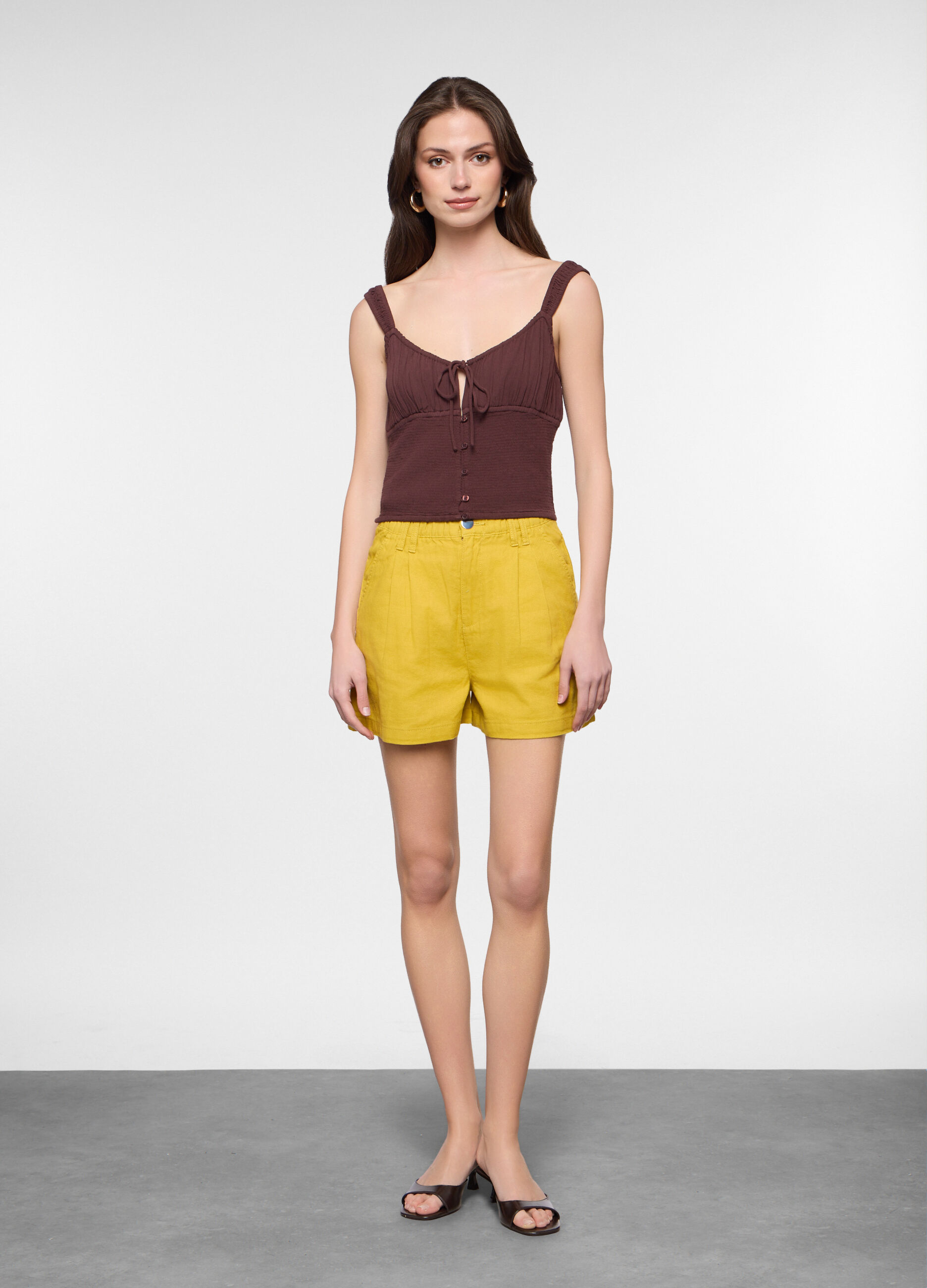 Shorts paperbag misto lino donna_0