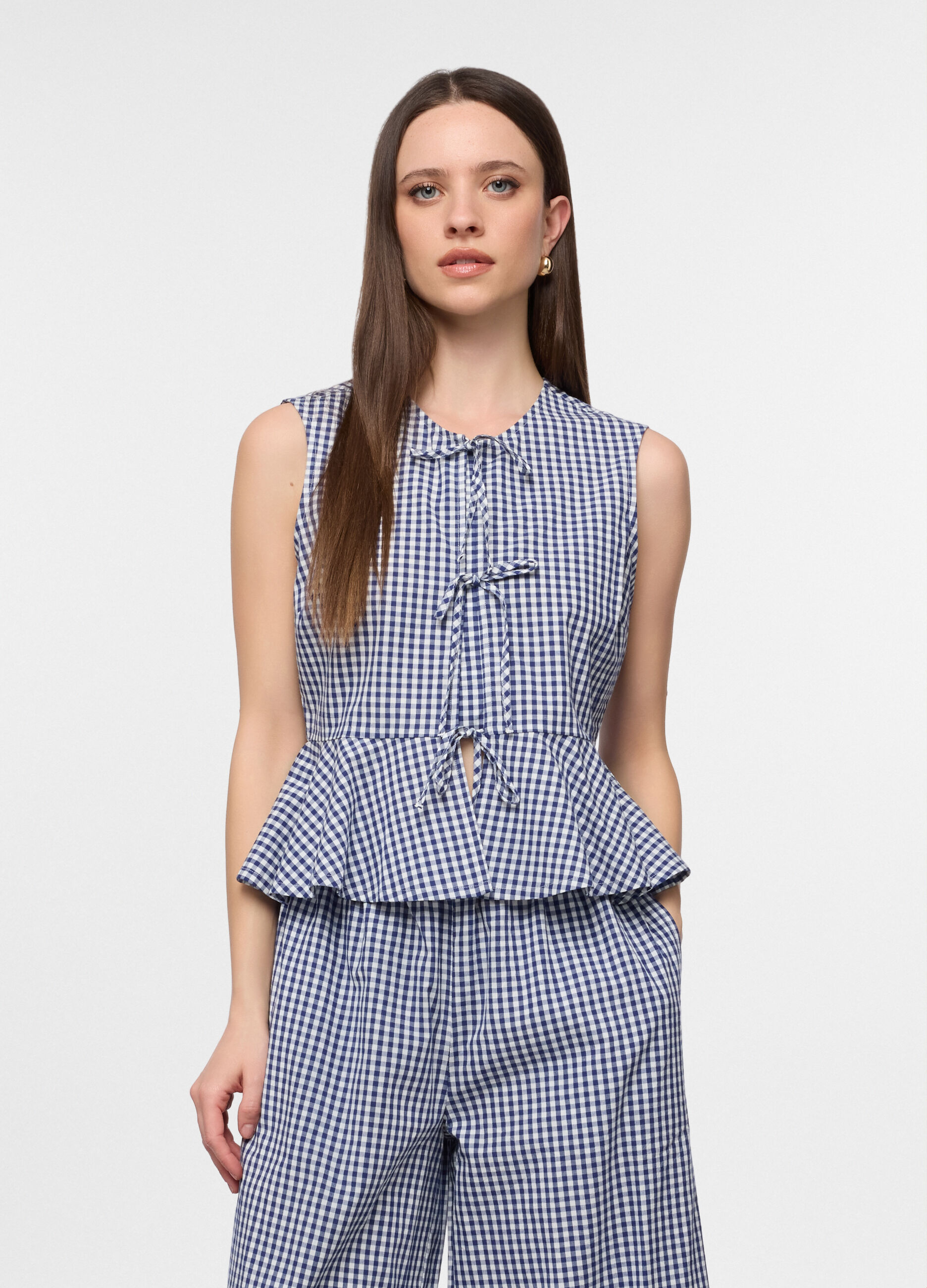 Top girocollo in popeline donna_0