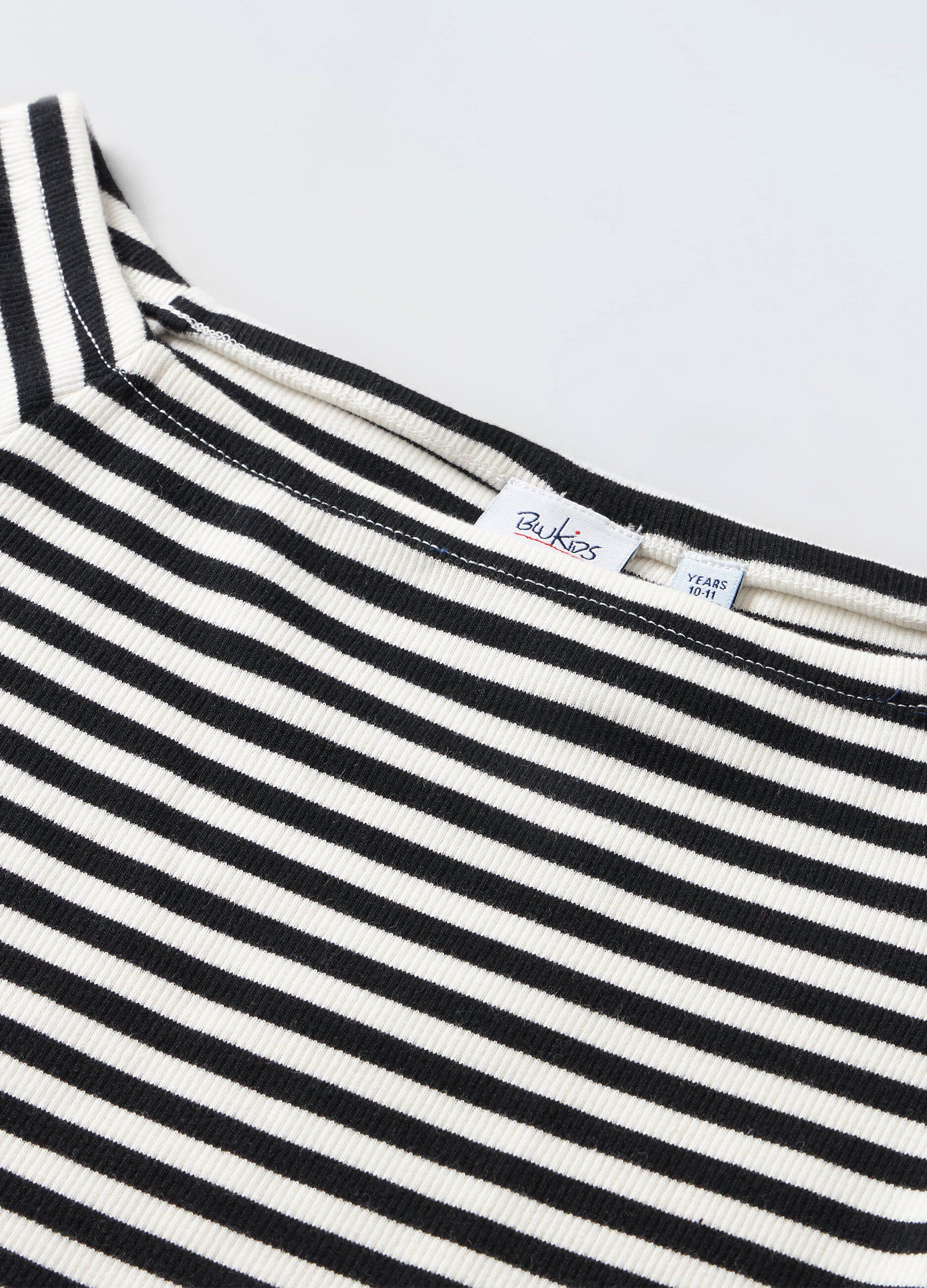 Vestito corto a righe in cotone stretch ragazza_1
