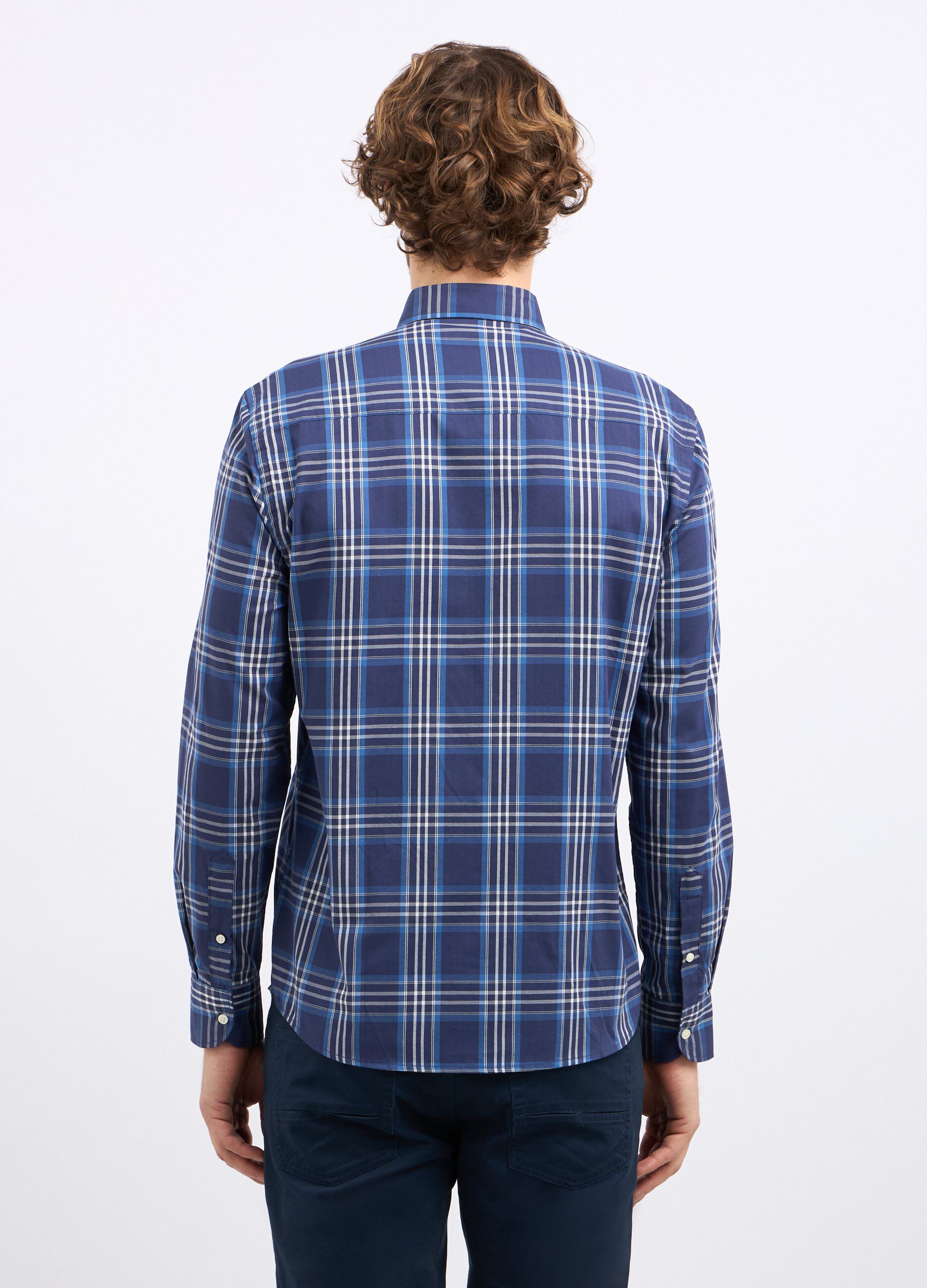 Camicia a quadri in misto cotone uomo_1