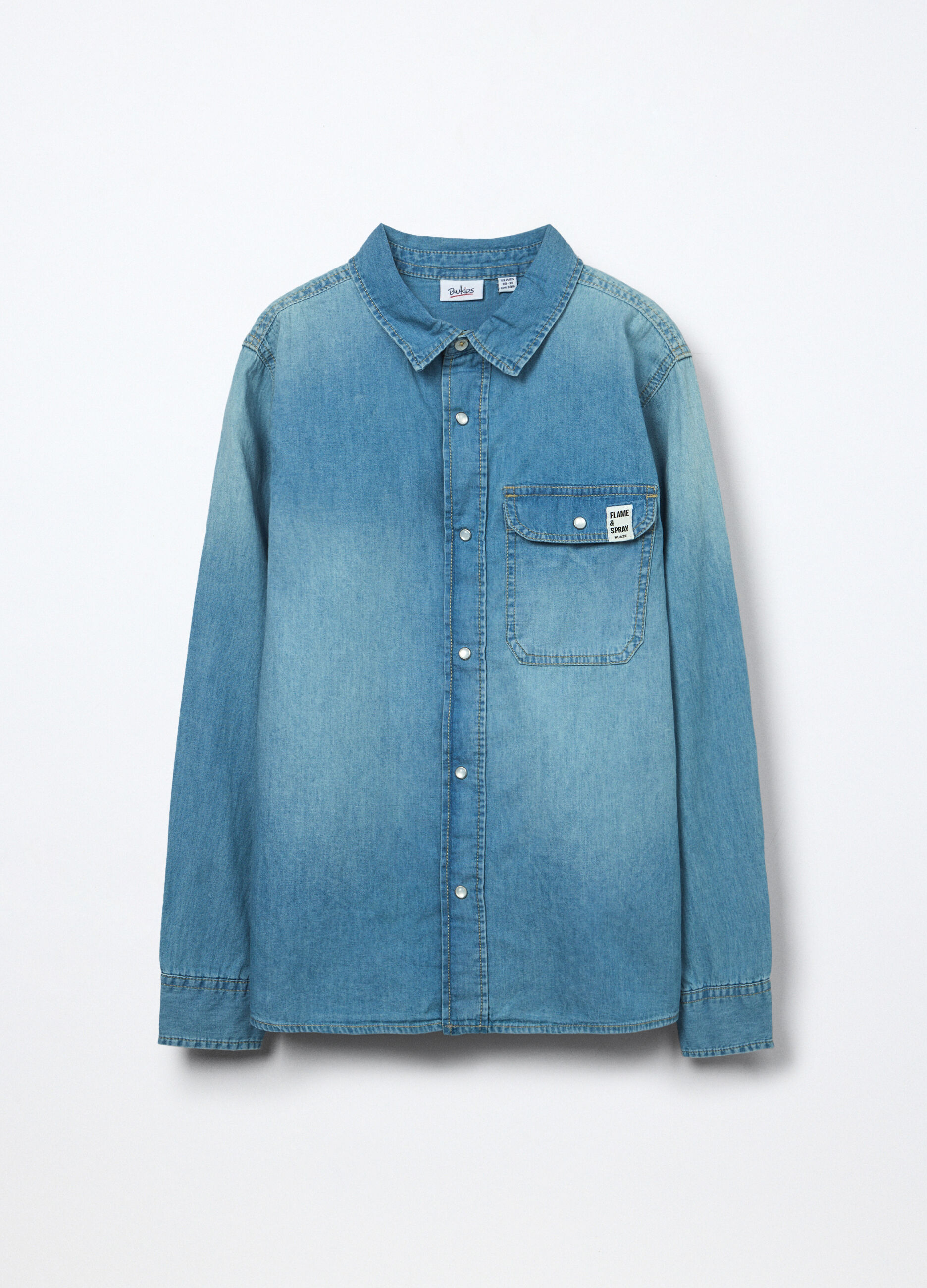 Camicia in jeans di puro cotone ragazzo_0