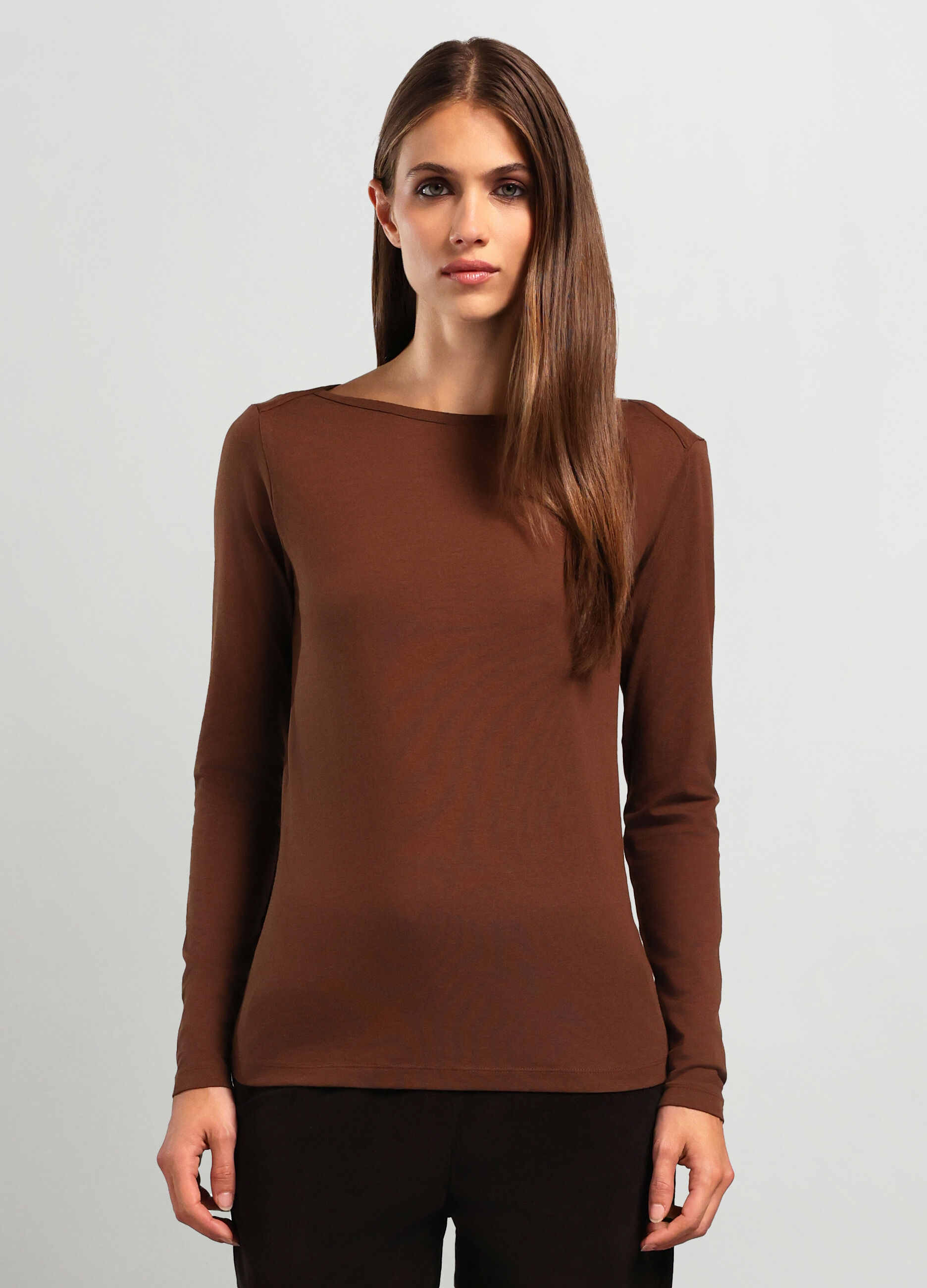 T-shirt in jersey di cotone stretch donna _0