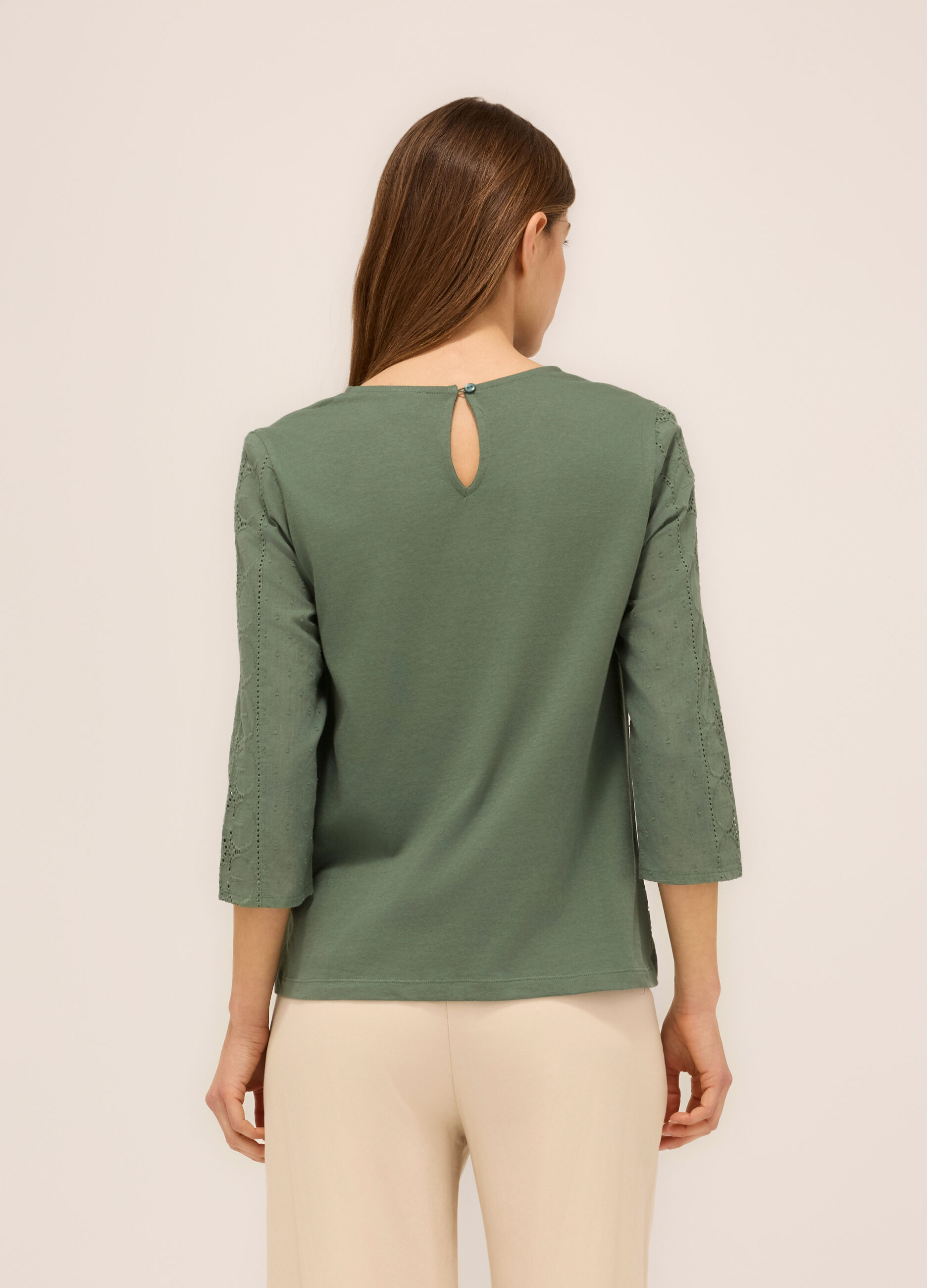 T-shirt in puro cotone sangallo donna_1