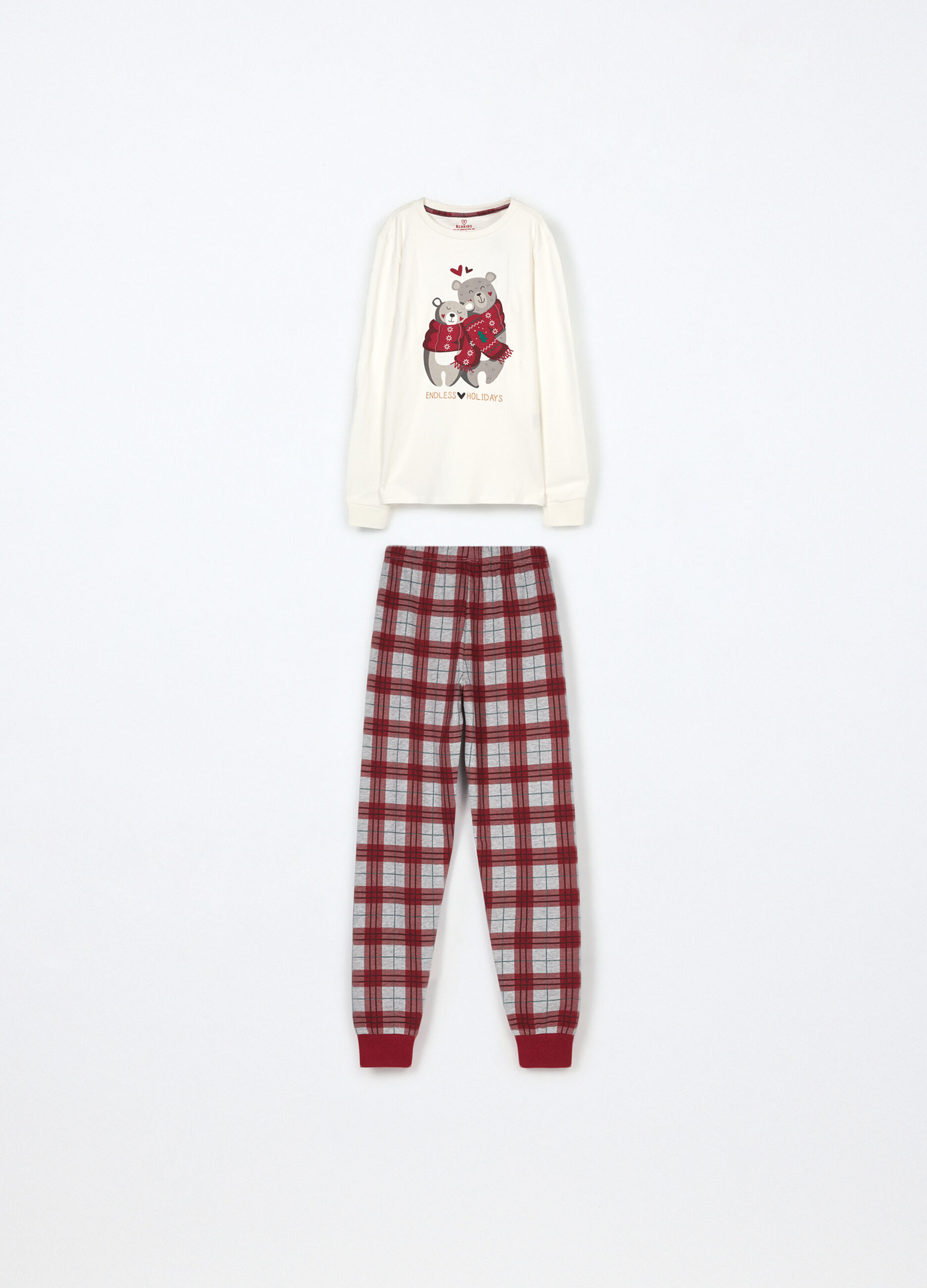 Set pigiama lungo in puro cotone fleece ragazza_0