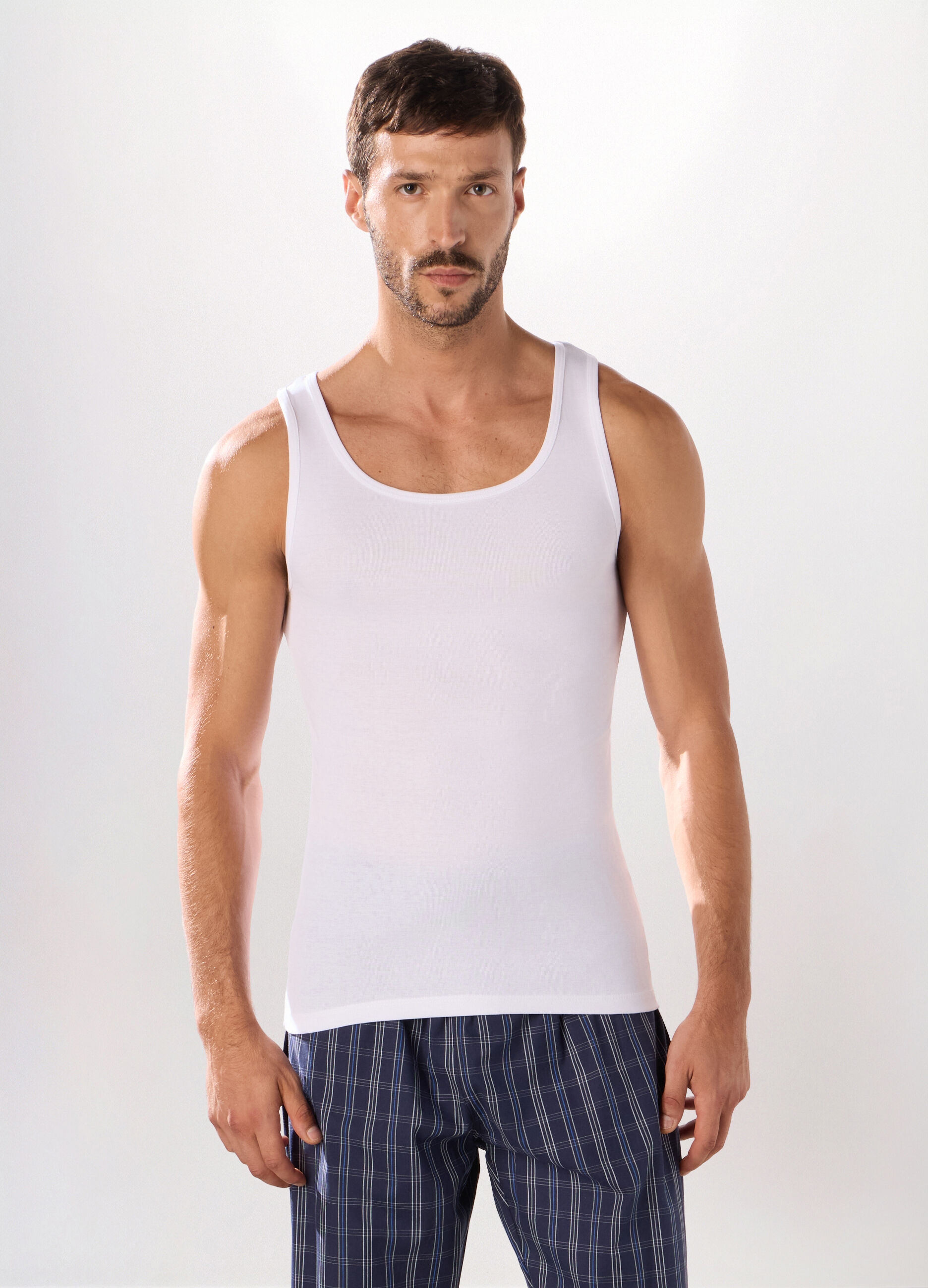Canotta in puro cotone a costine uomo_0