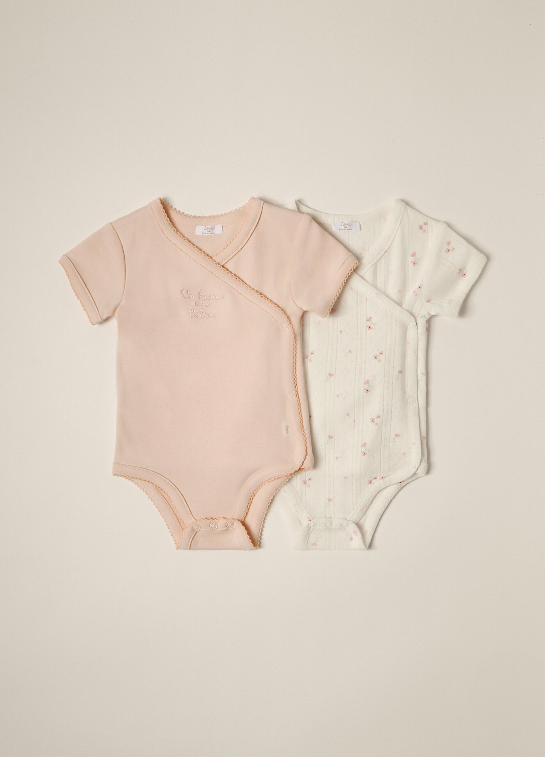 Pack 2 body incrociati in puro cotone IANA neonata