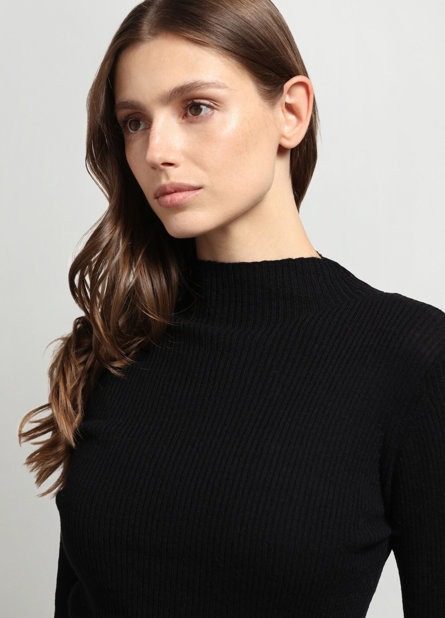 T-shirt in costina misto lana donna_2