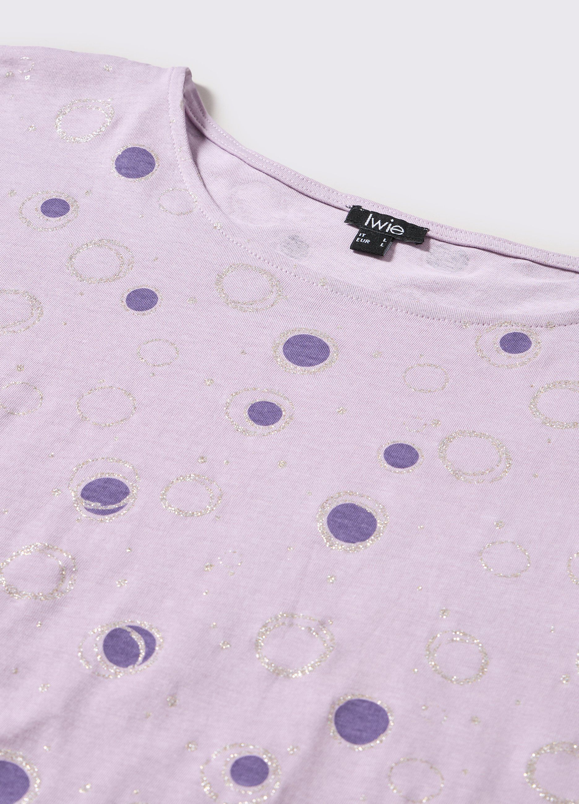 T-shirt in puro cotone con stampa glitter donna_1