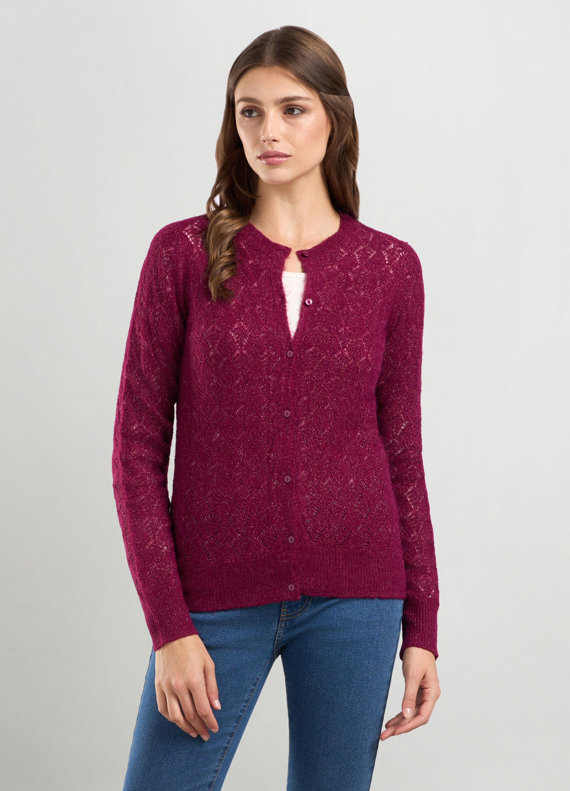 Cardigan tricot in misto lana di alpaca donna_0