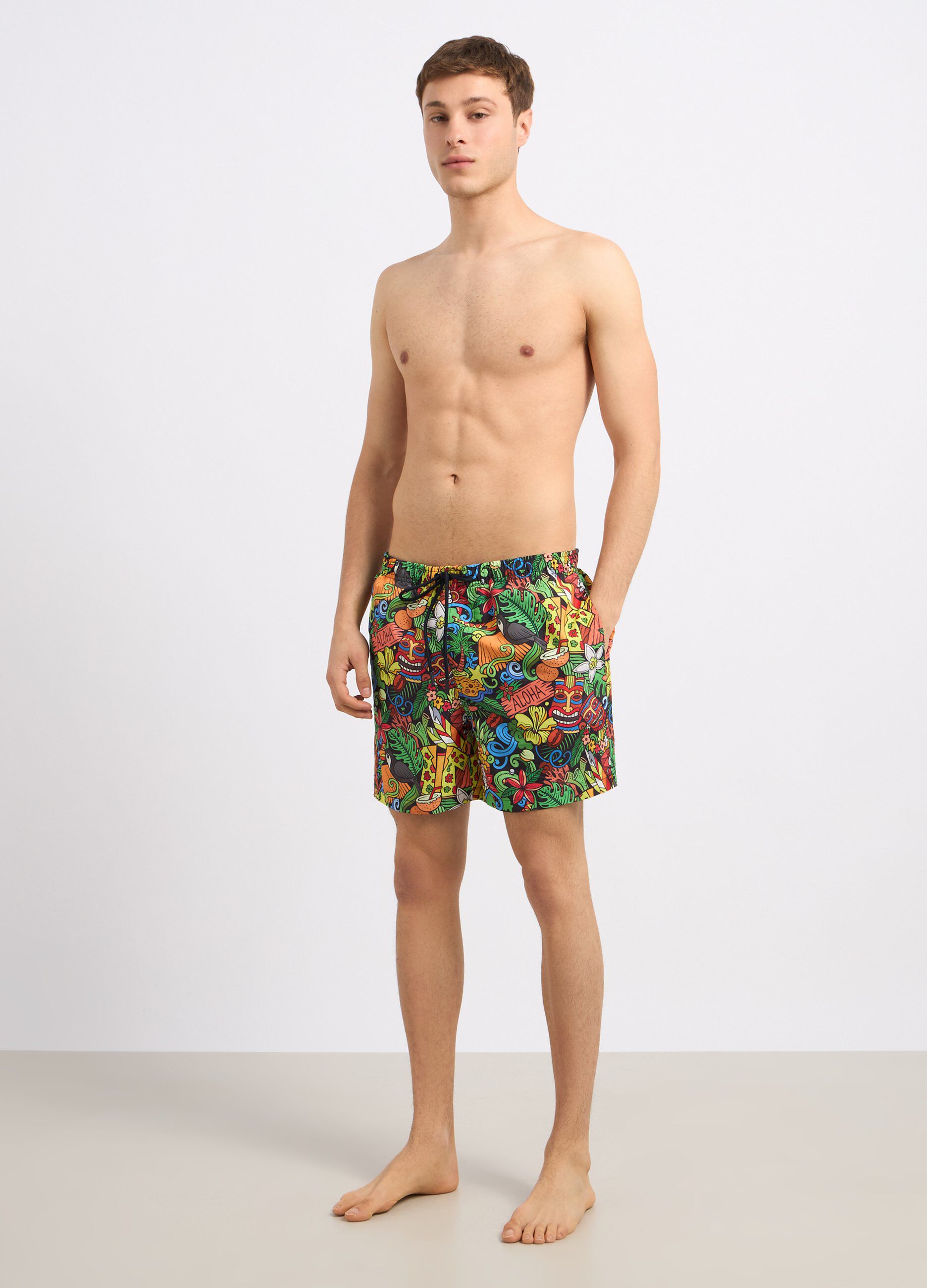 Costume shorts con stampa uomo_0