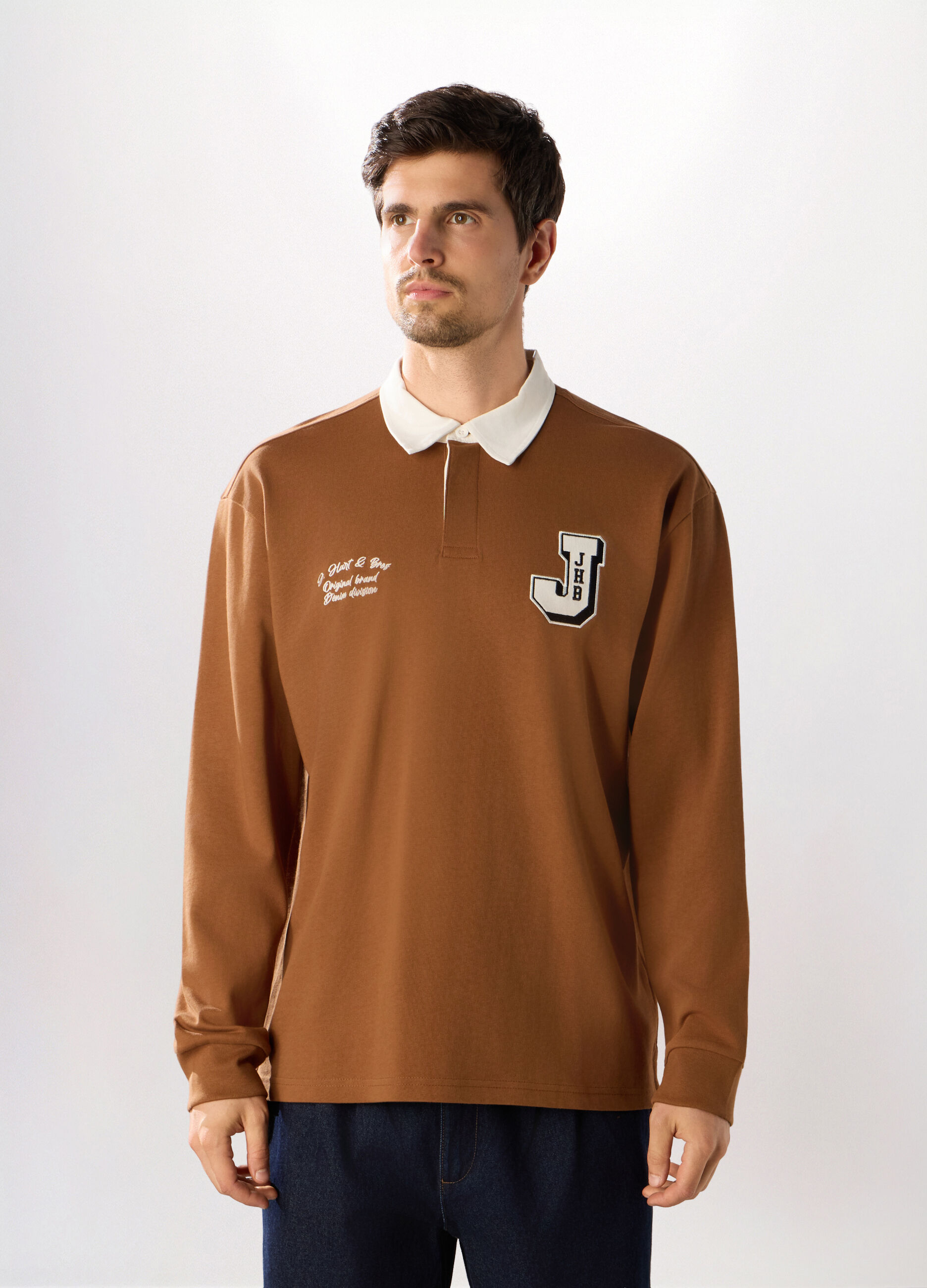 Polo a maniche lunghe in puro cotone uomo_0