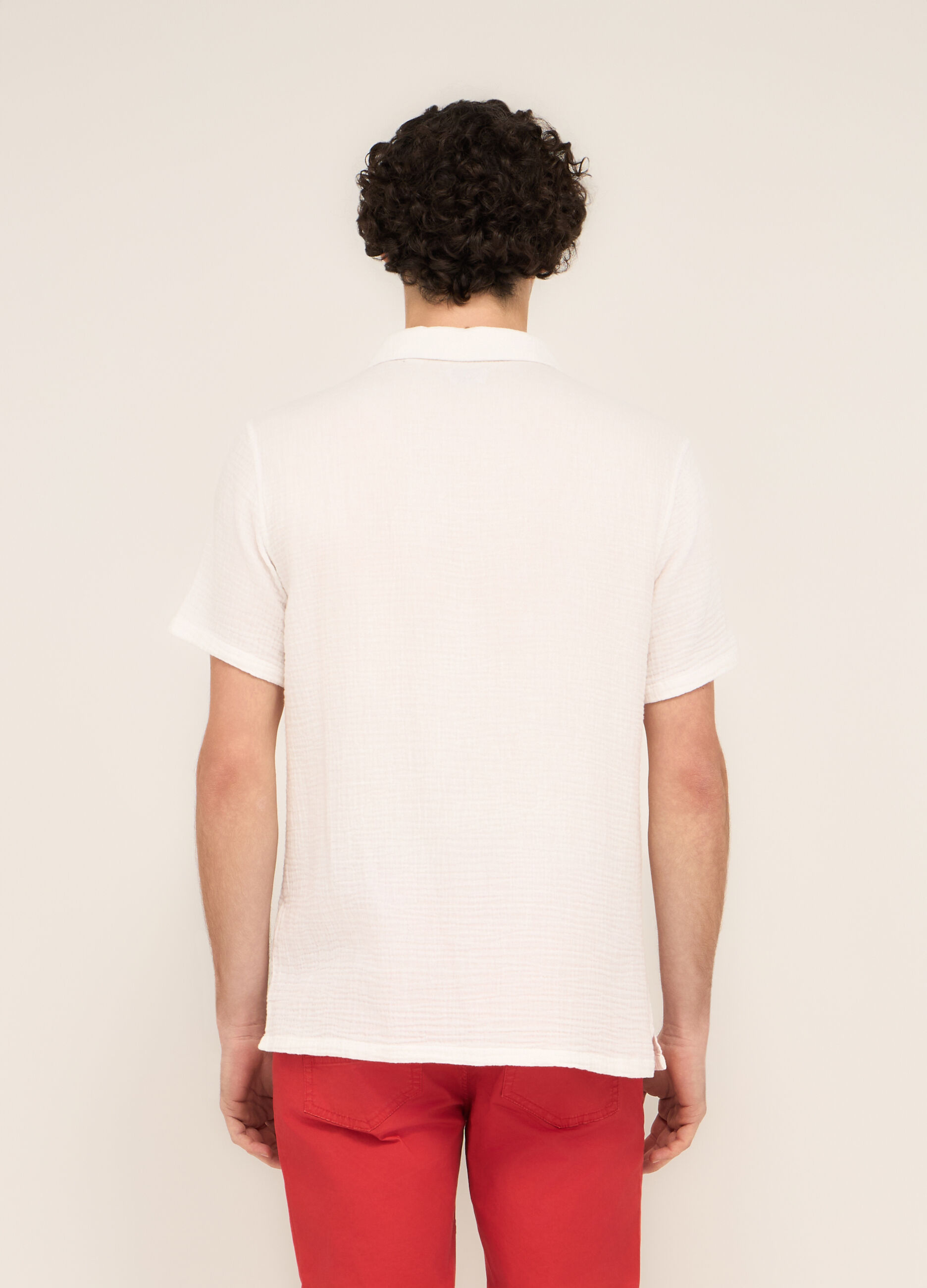 Camicia a maniche corte in garza di cotone uomo 