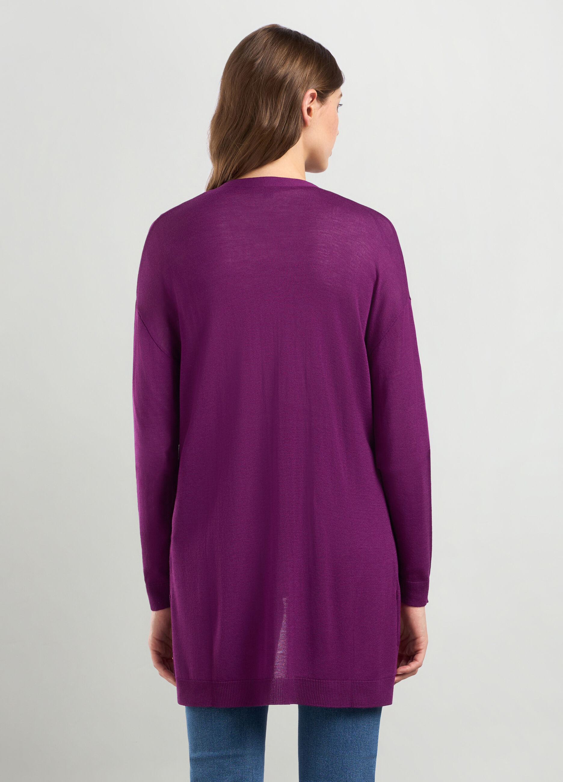 Cardigan tricot in viscosa stretch aperto donna_1