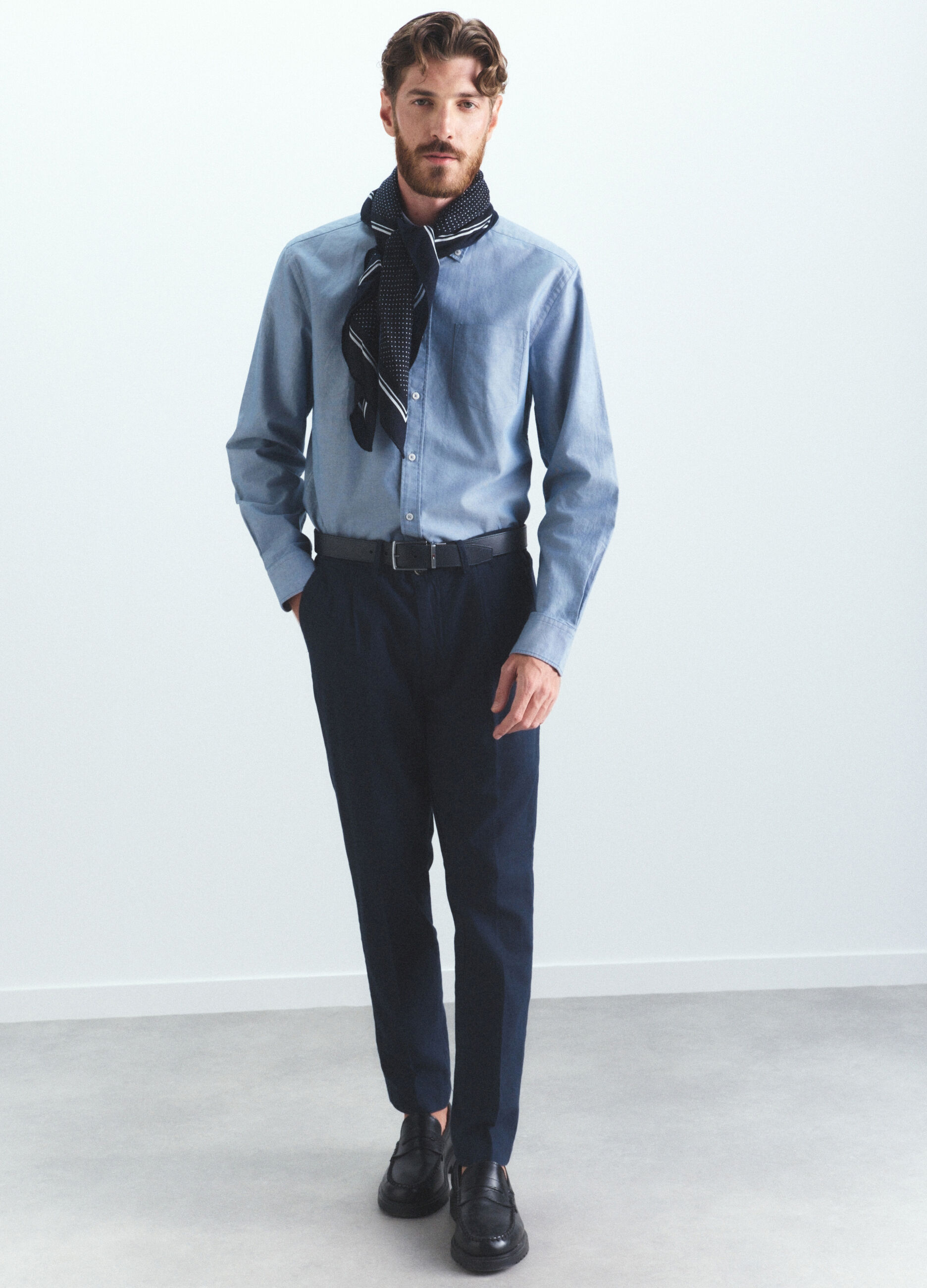 Pantalone chino in lino e cotone uomo