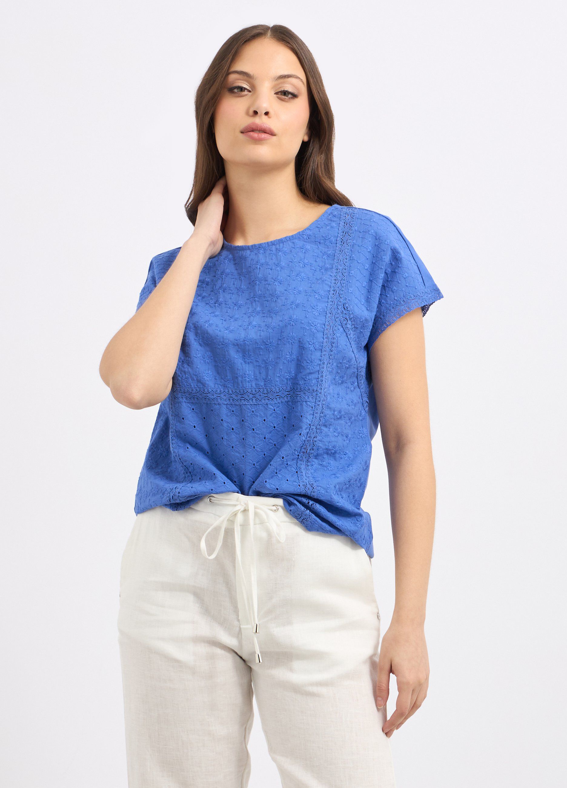 T-shirt in chiffon di puro cotone donna_0
