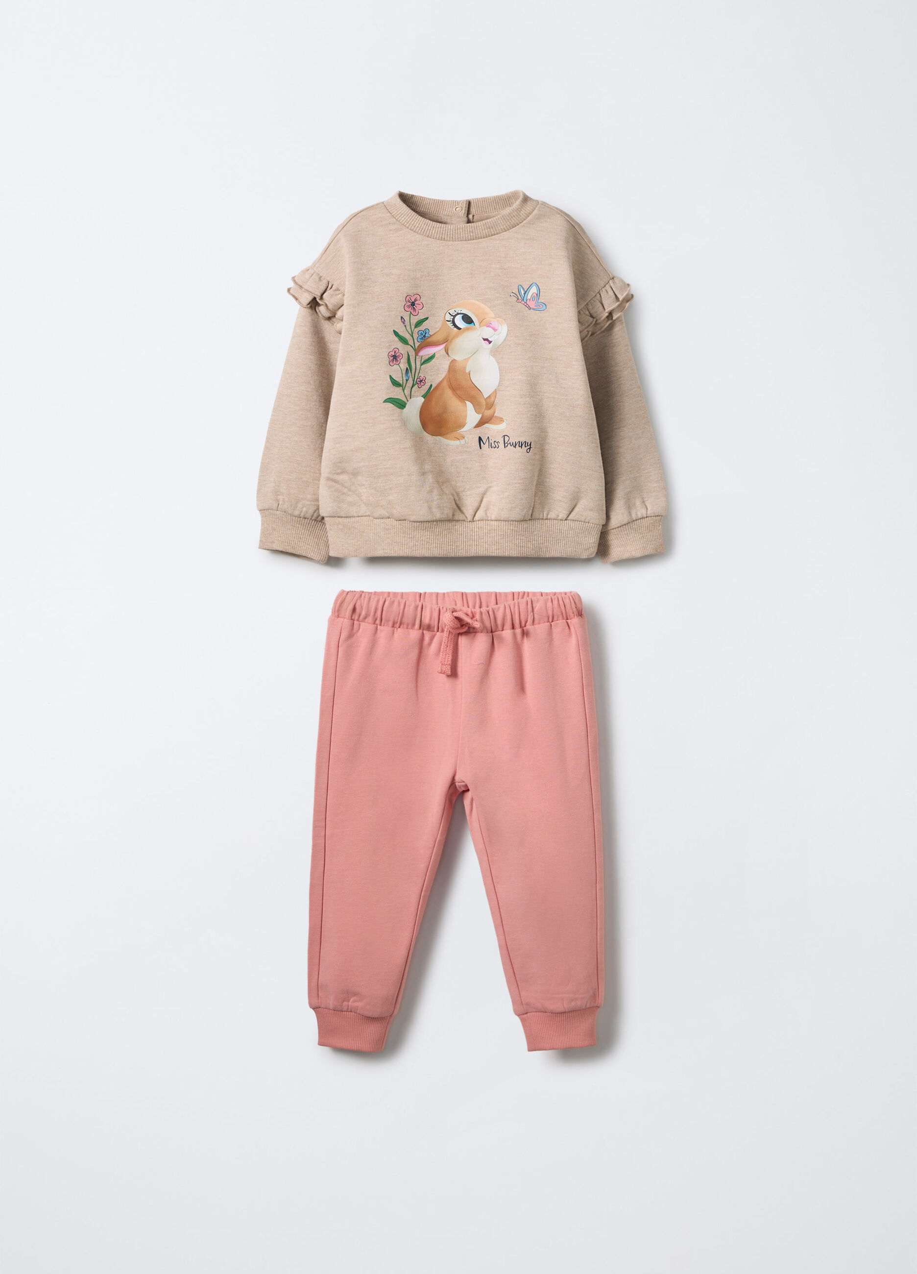 Jogging Set Disney in felpa misto cotone bimba_0