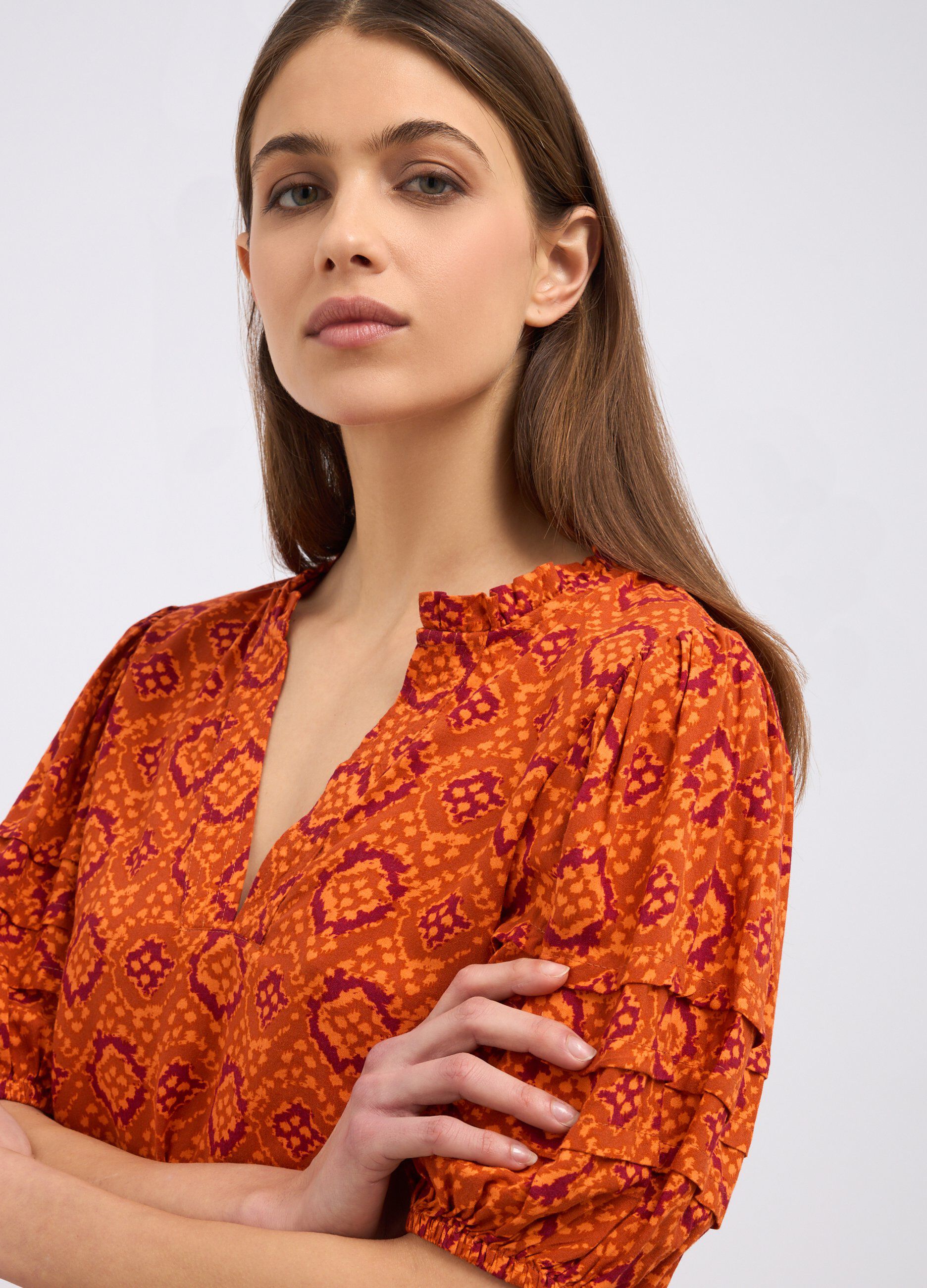 Blusa in pura viscosa con stampa donna_2