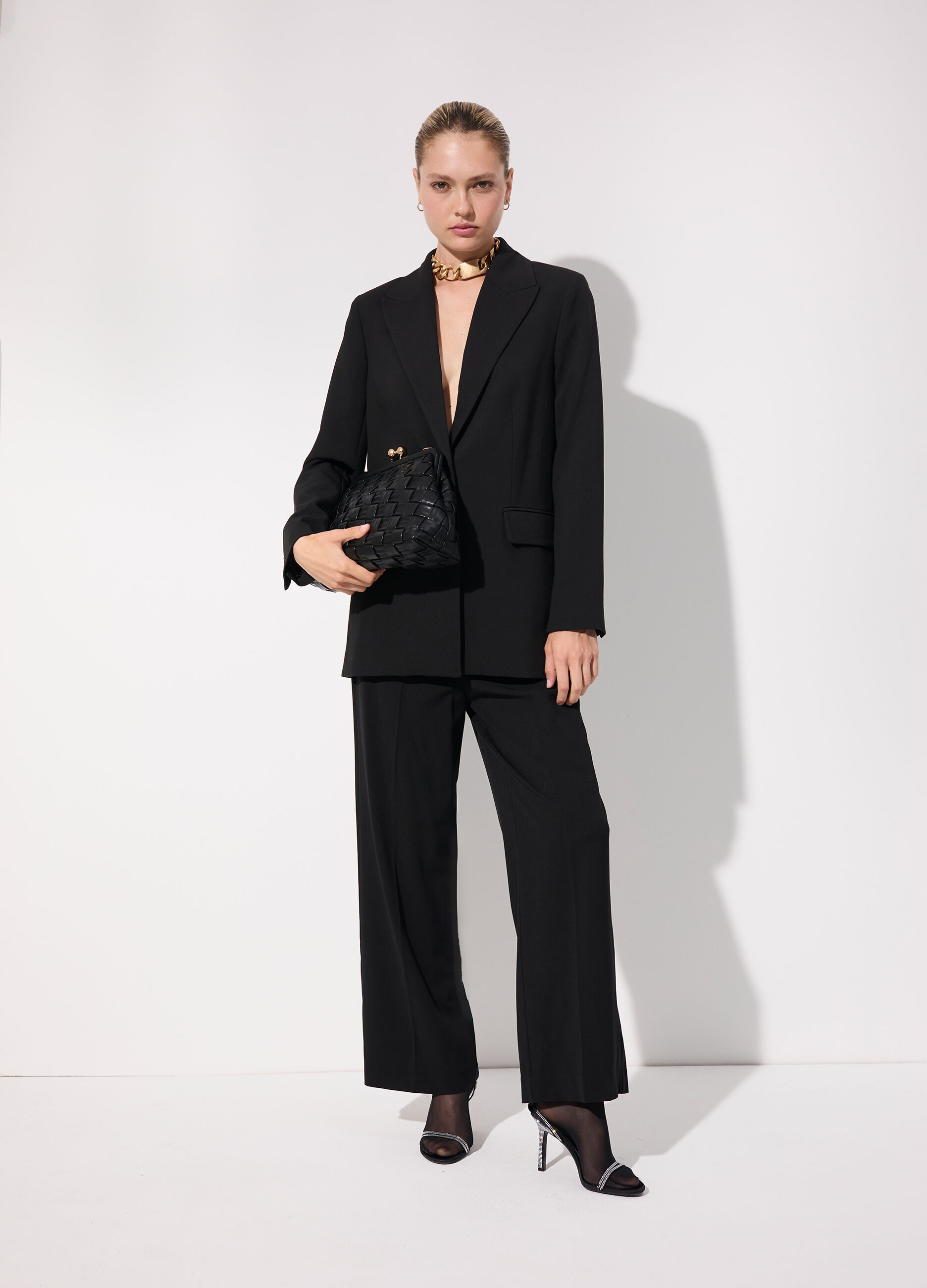 Pantalone dritto in misto lana stretch donna_0