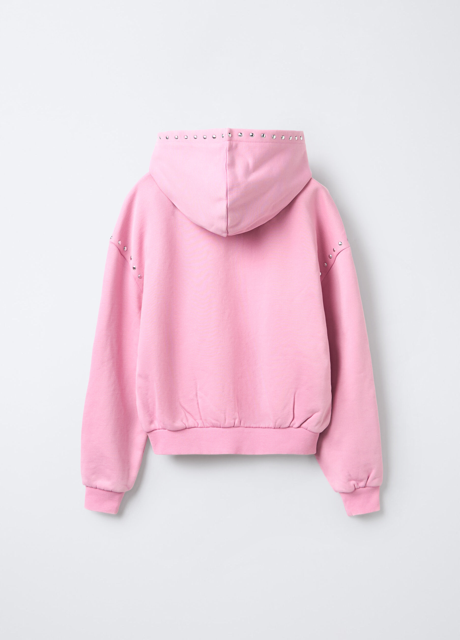 Felpa in misto cotone garzato Fit Over con cappuccio ragazza_1