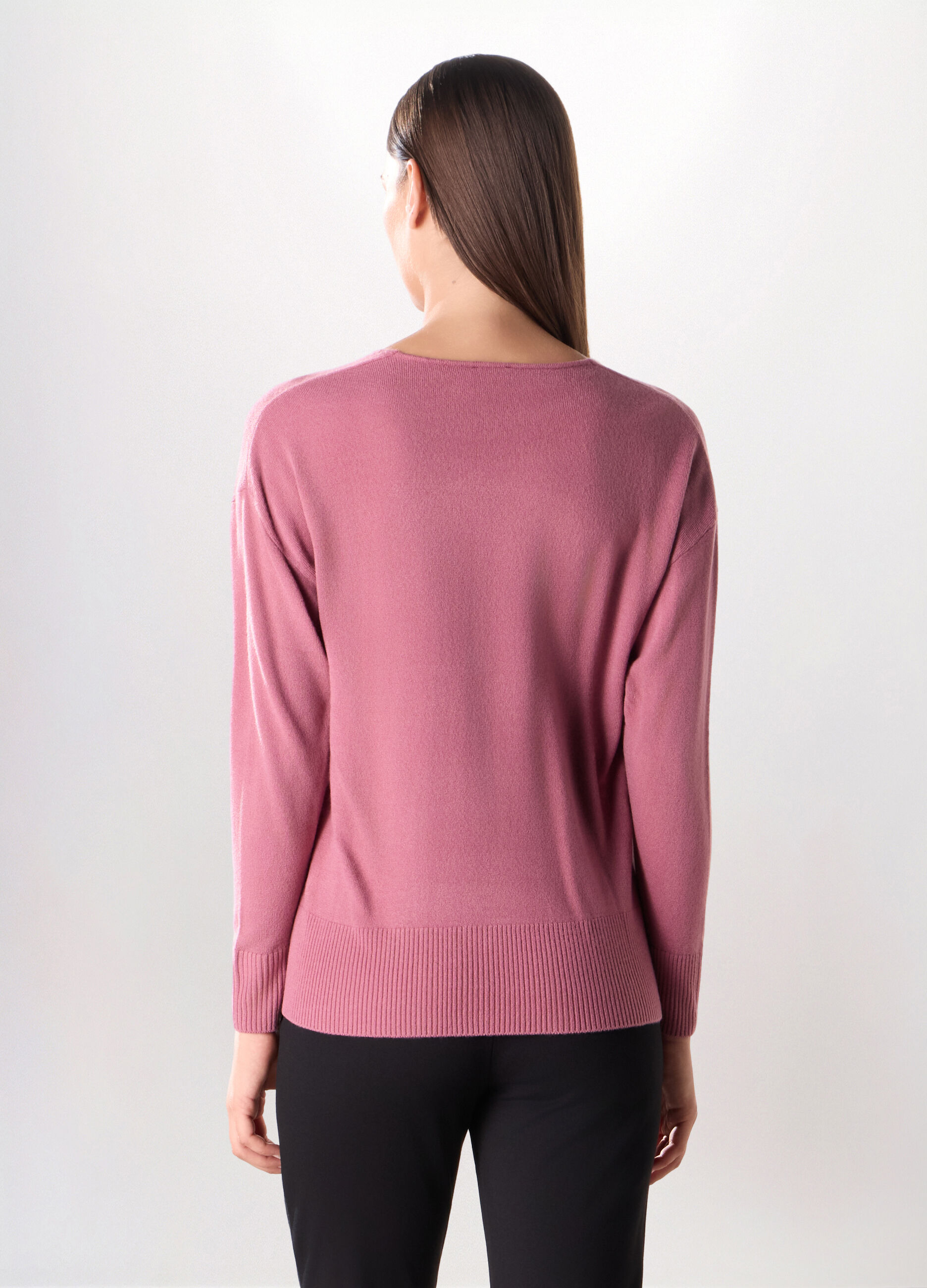 Pullover tricot con scollo a V donna_1