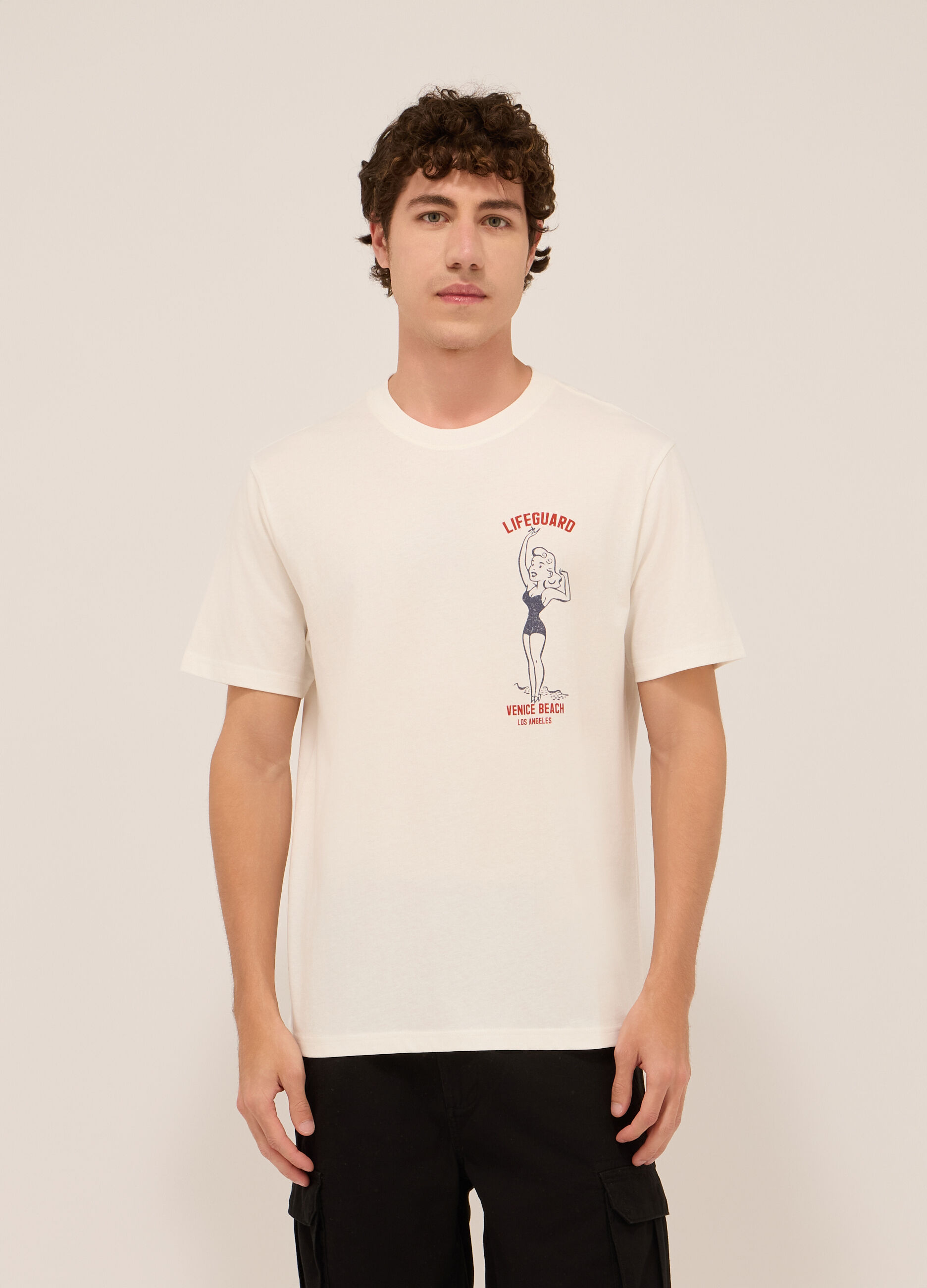 T-shirt in jersey di cotone con stampa uomo_0