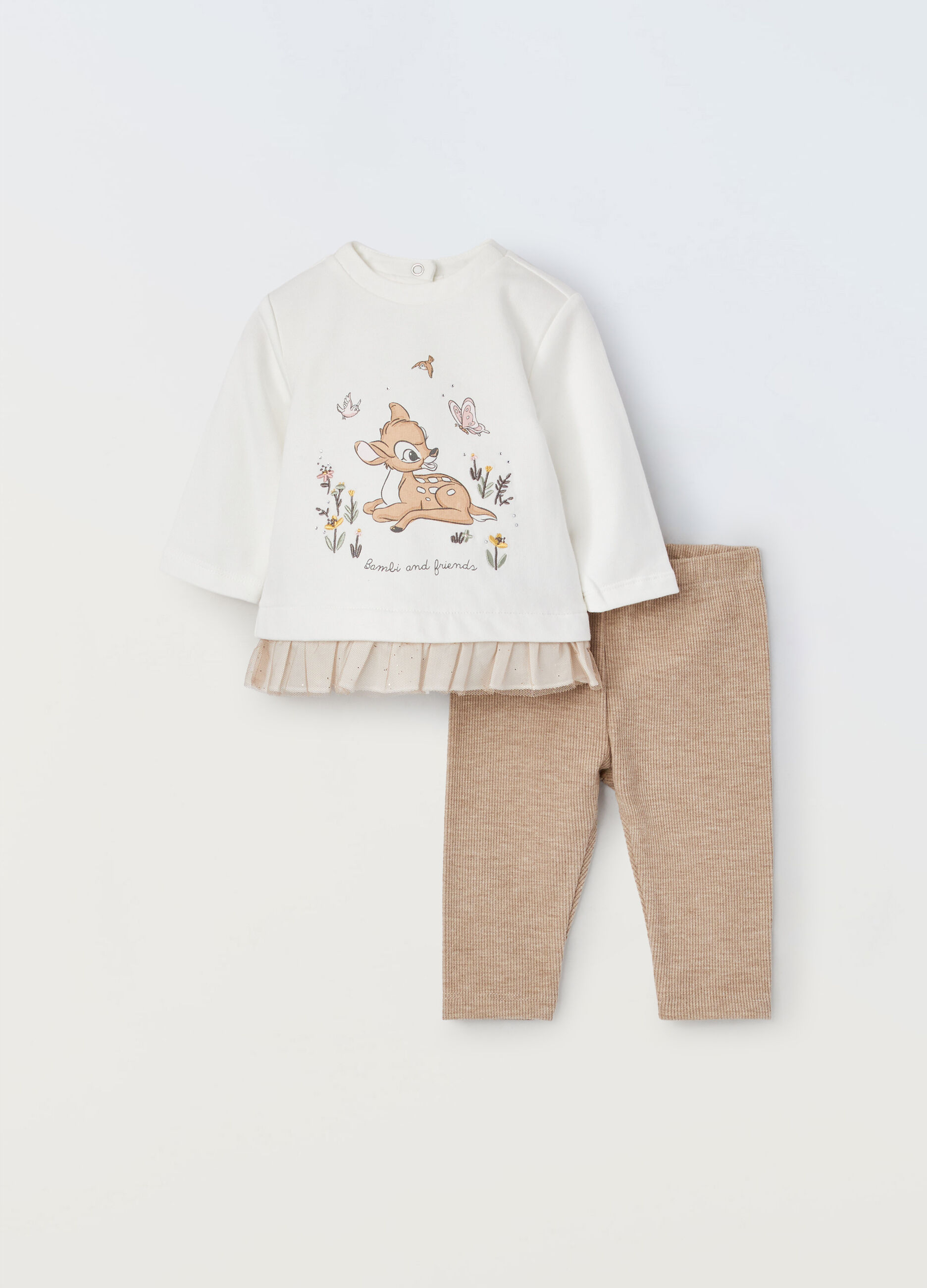 Jogging set in felpa di puro cotone neonata_0