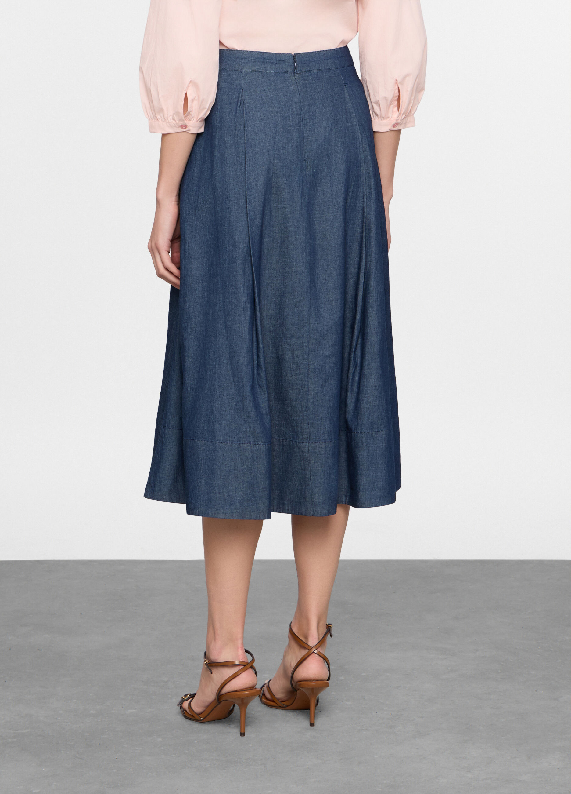 Gonna lunga in chambray di puro cotone donna_1