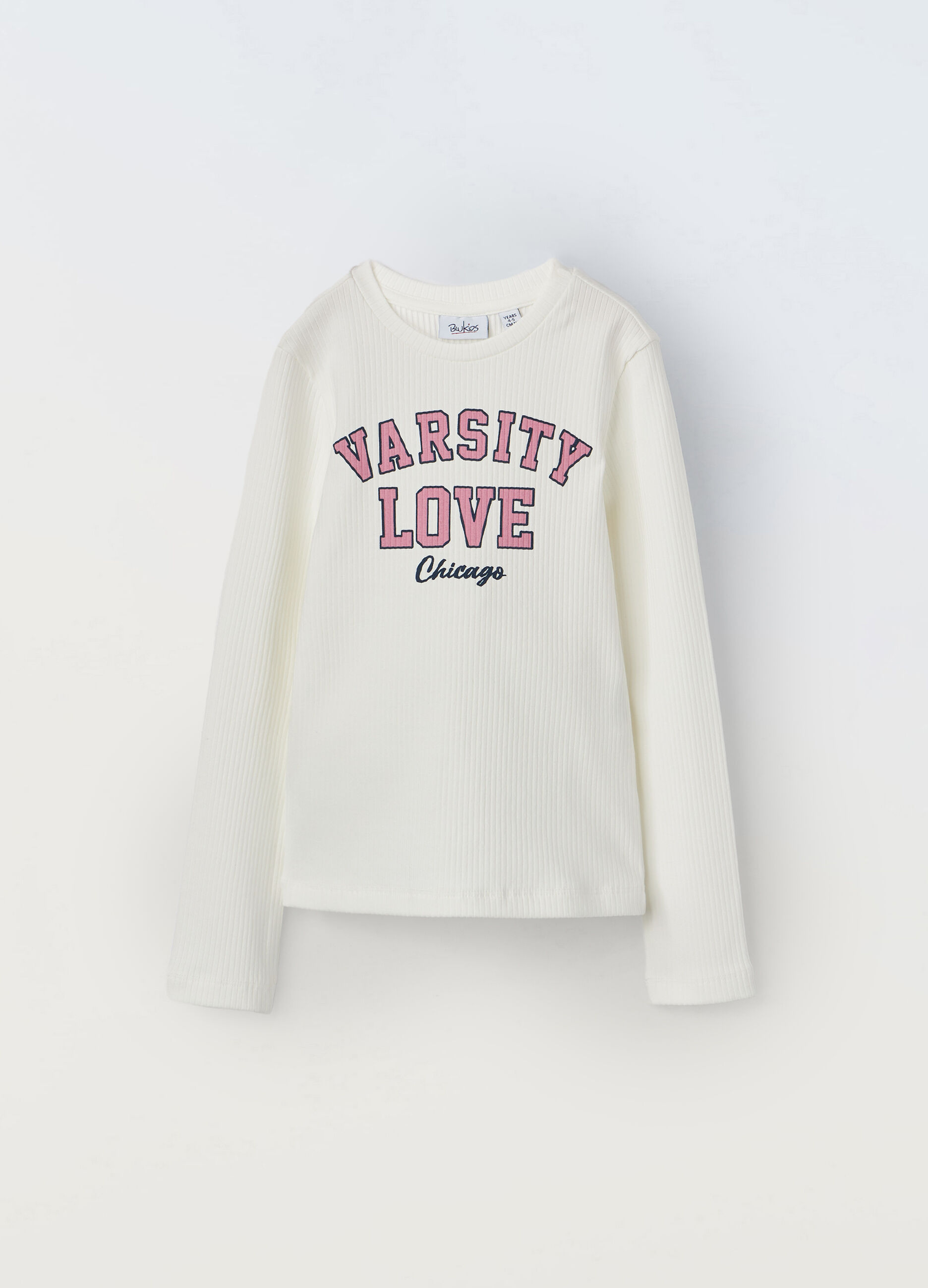 T-shirt in costina di cotone stretch bambina_0