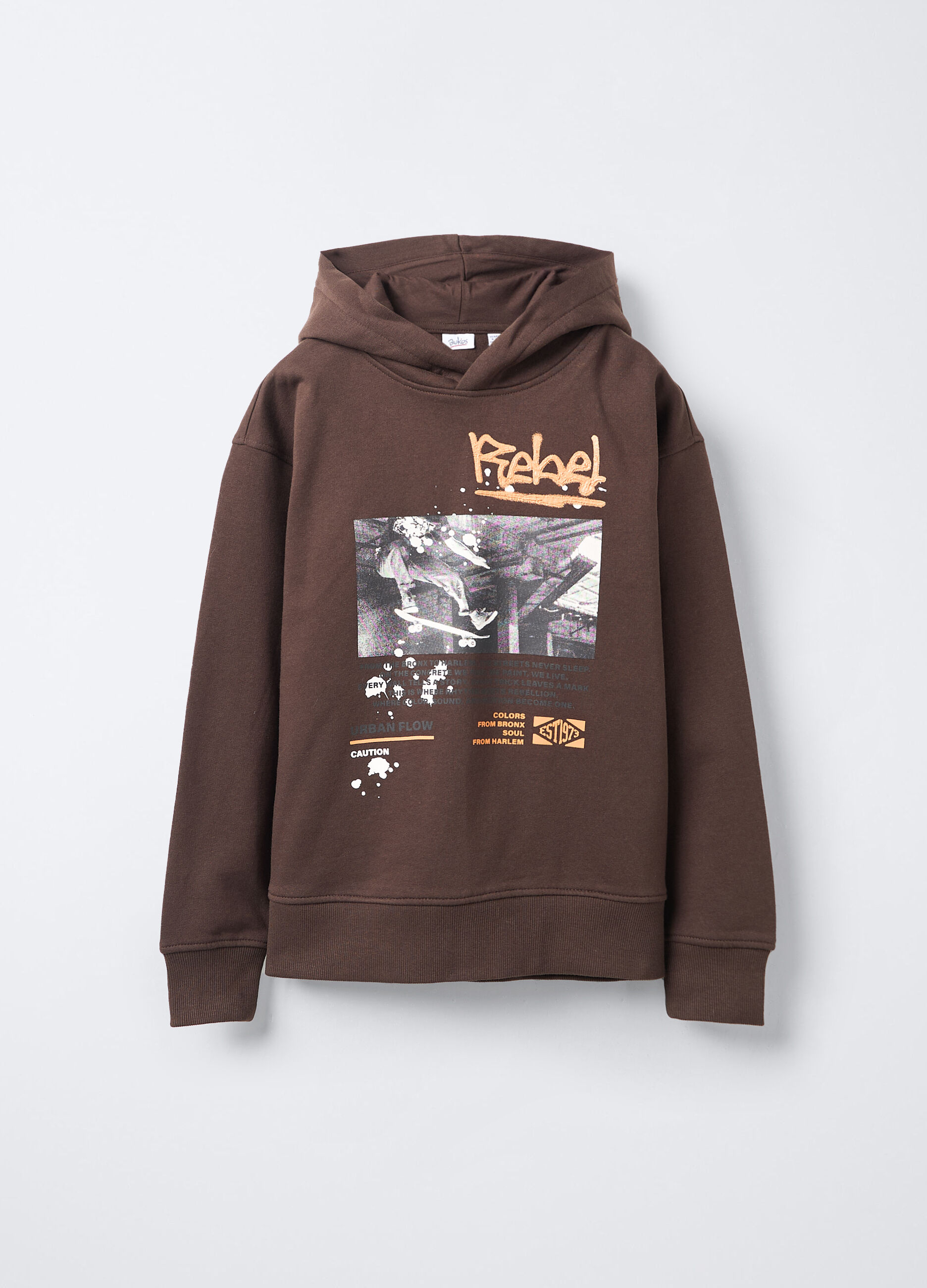Felpa con cappuccio misto cotone Fit Over ragazzo_0