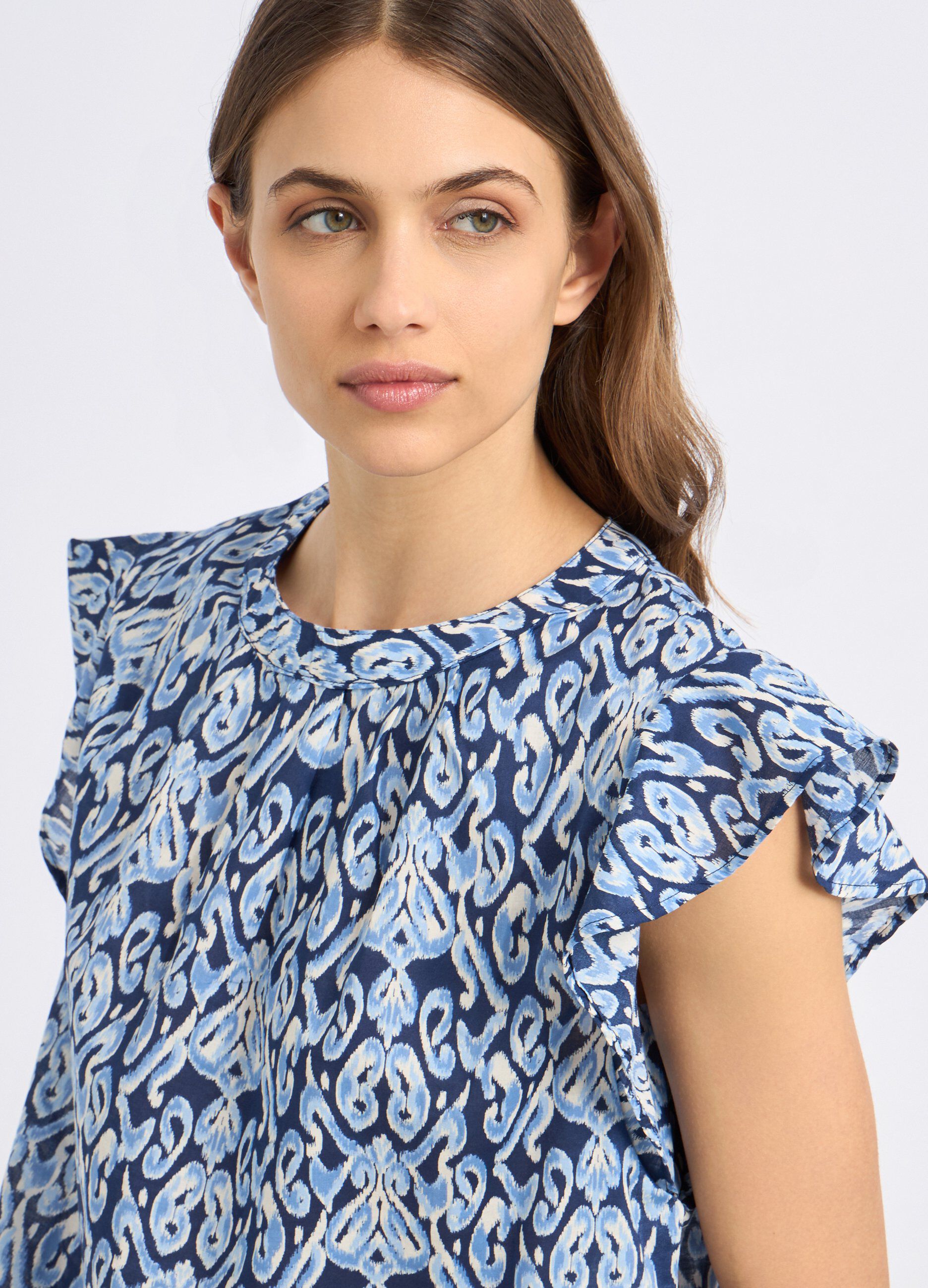 Blusa in puro cotone con rouches donna_2