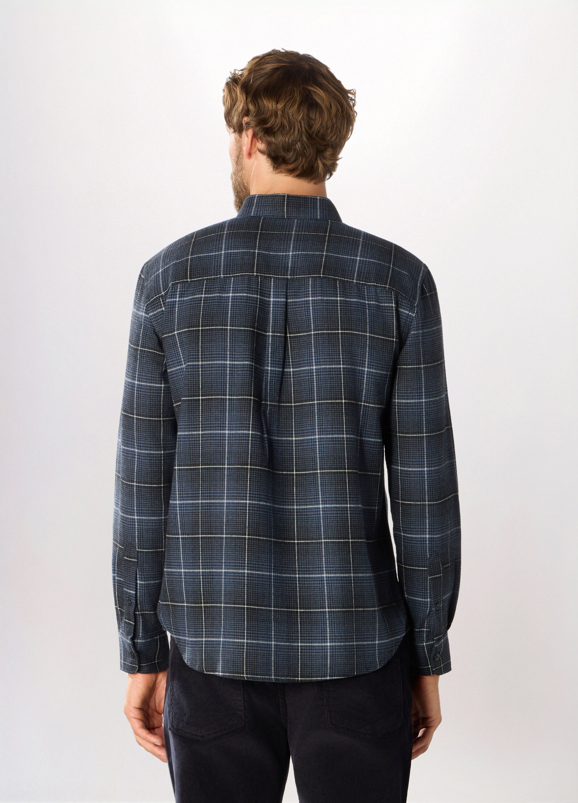 Camicia slim fit in flanella a quadri uomo_1