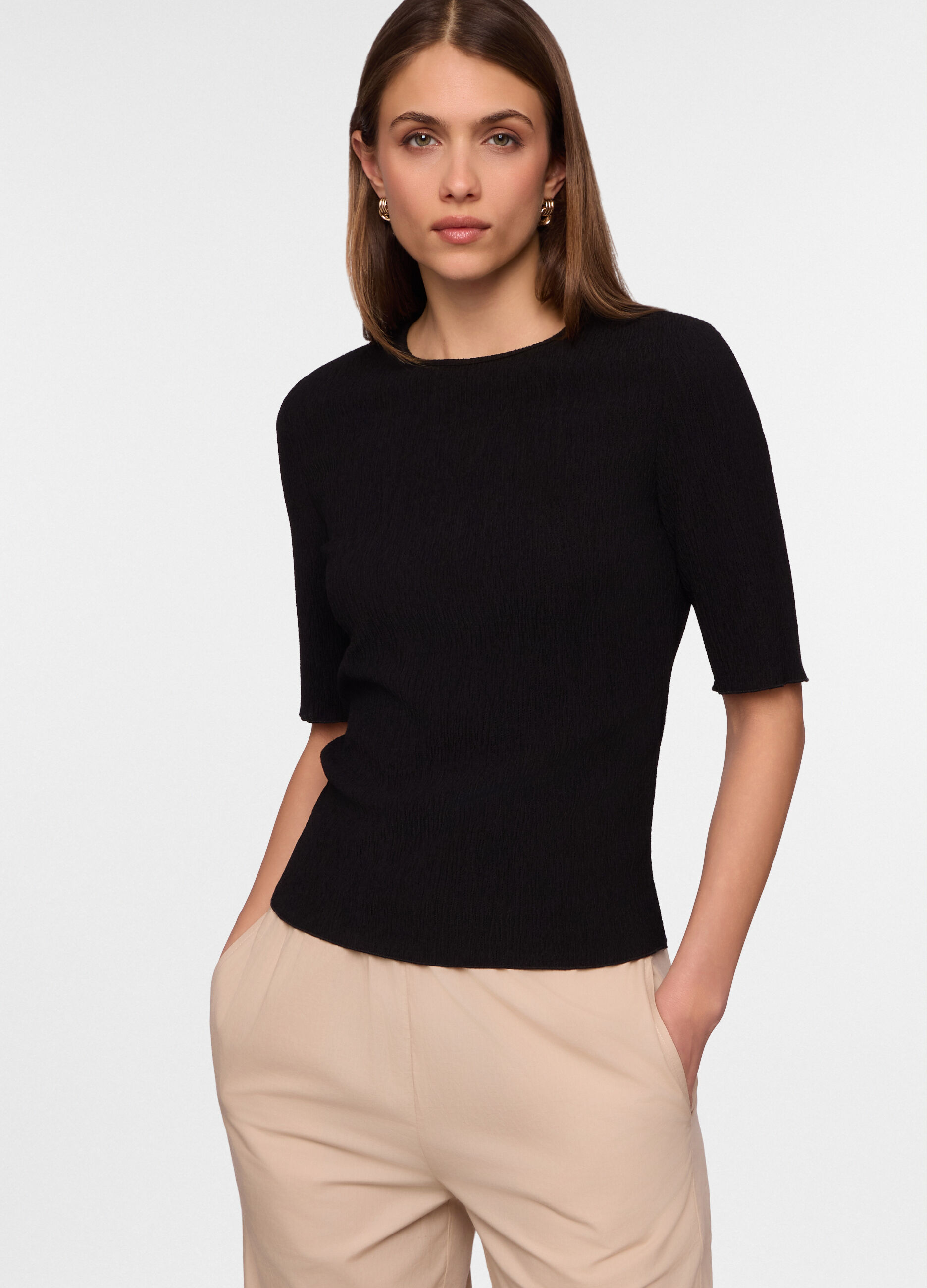 T-shirt girocollo stretch donna_0