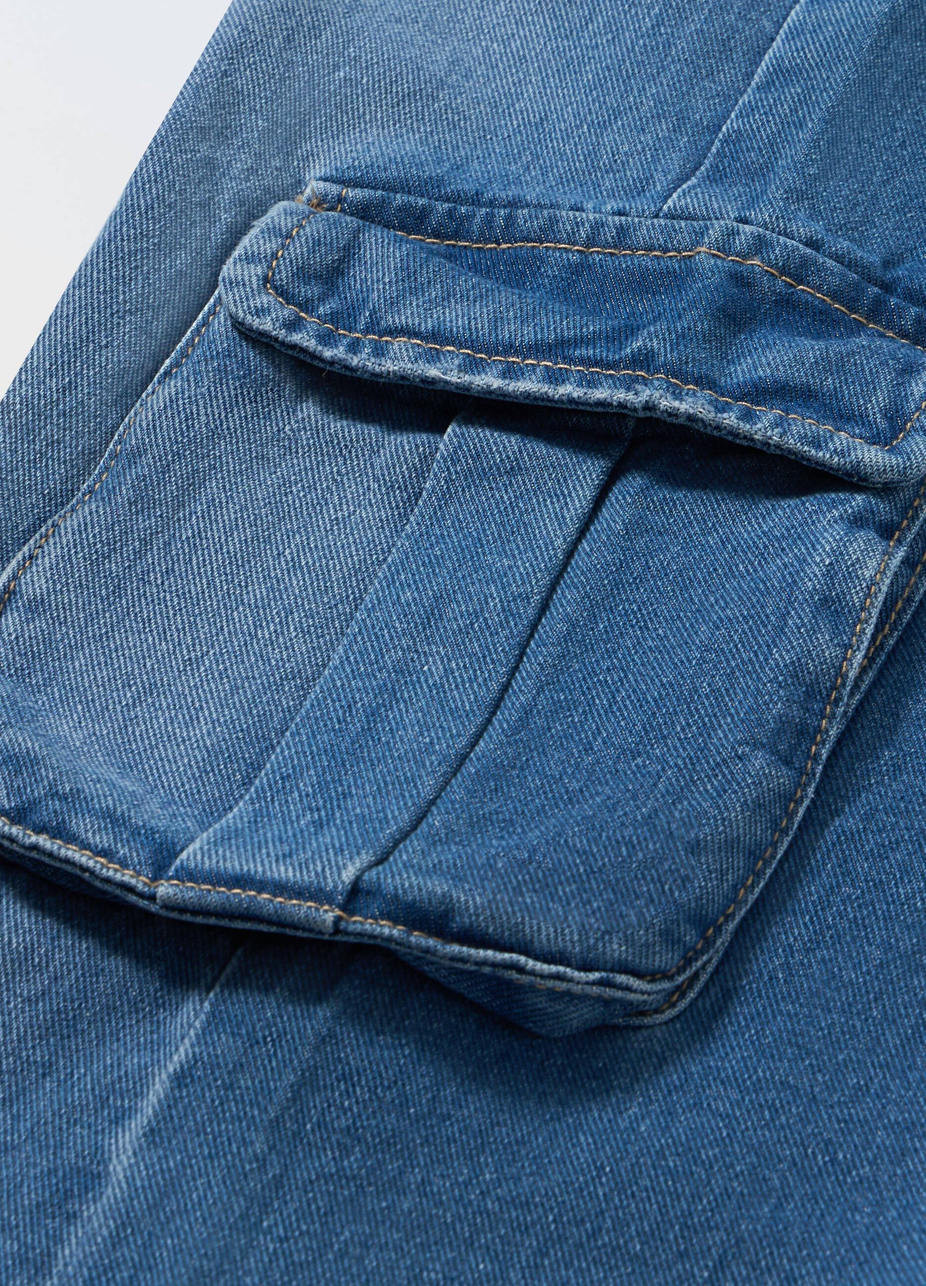 Jeans cargo in denim di puro cotone ragazza_1