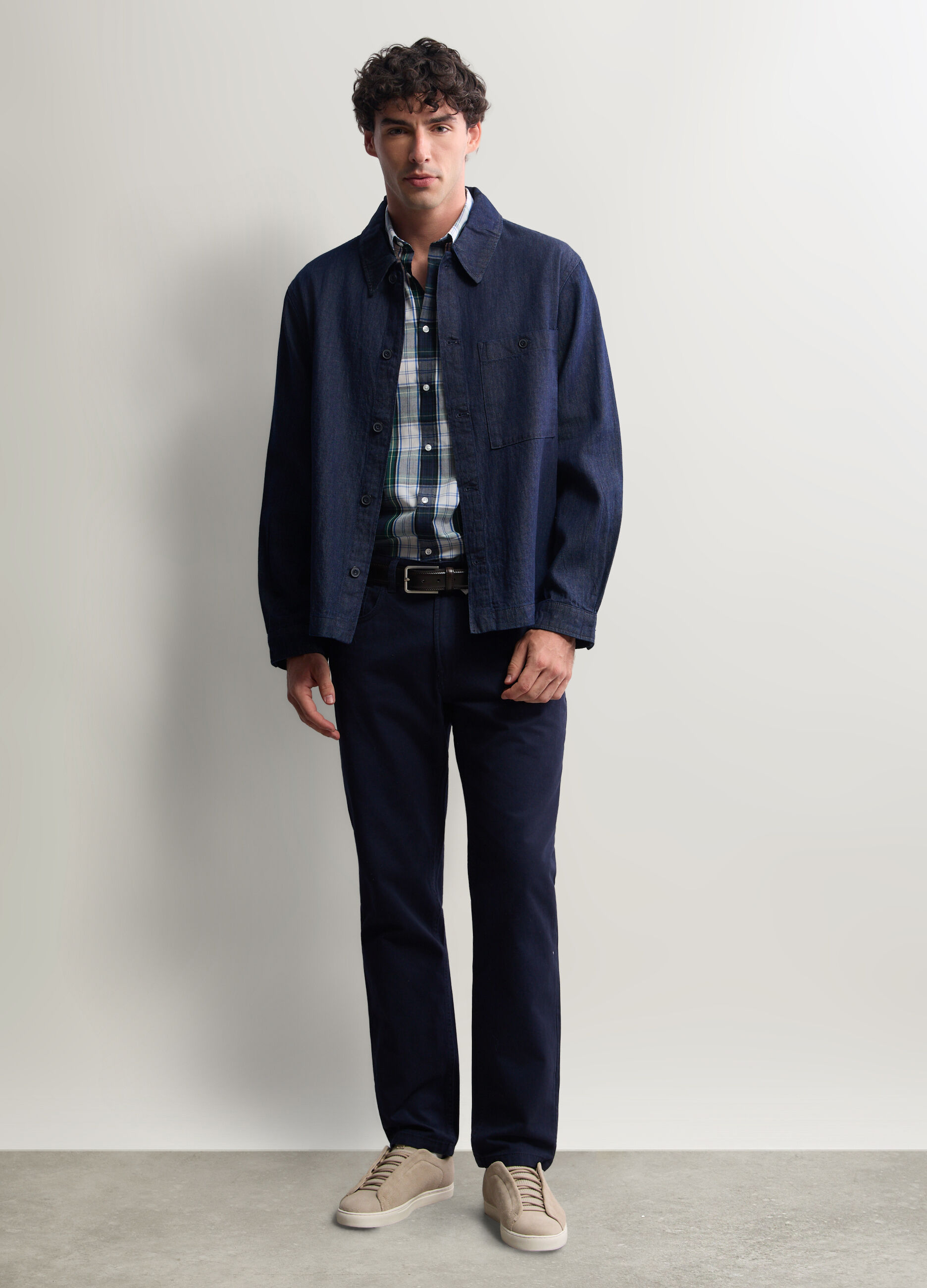 Pantalone regular fit in twill di cotone uomo_0