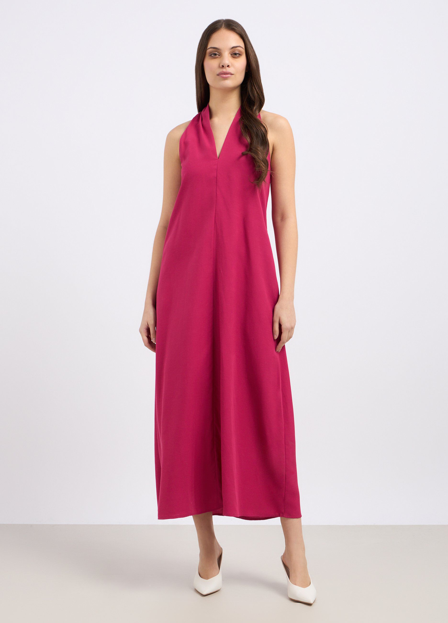 Abito lungo in misto lino donna_0