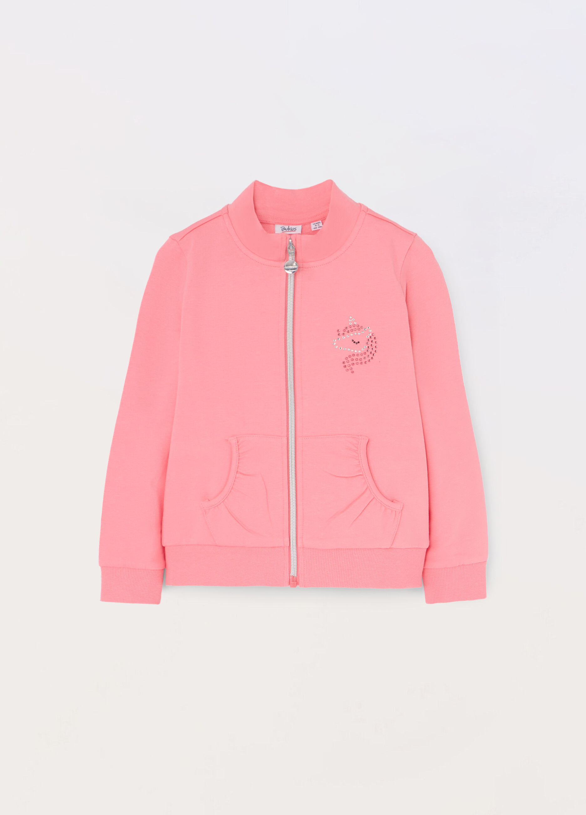 Felpa full zip in cotone stretch bambina_0