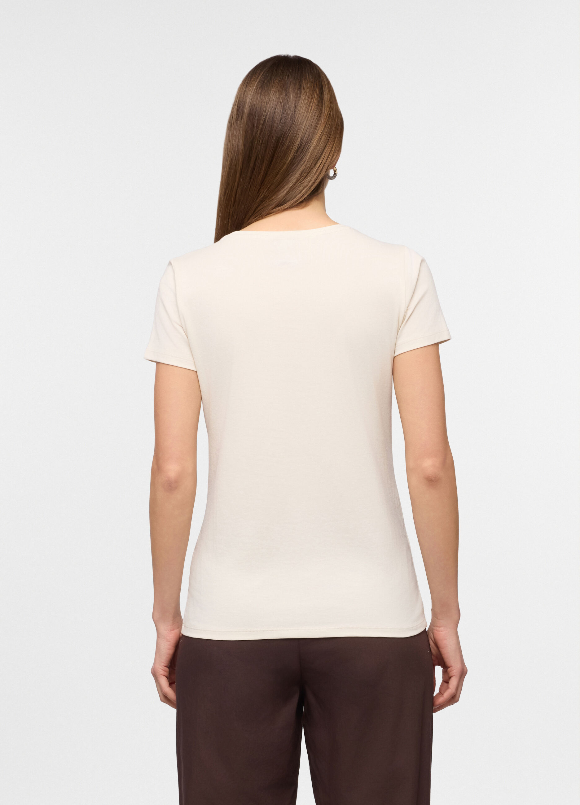 T-shirt in jersey di cotone stretch donna_1