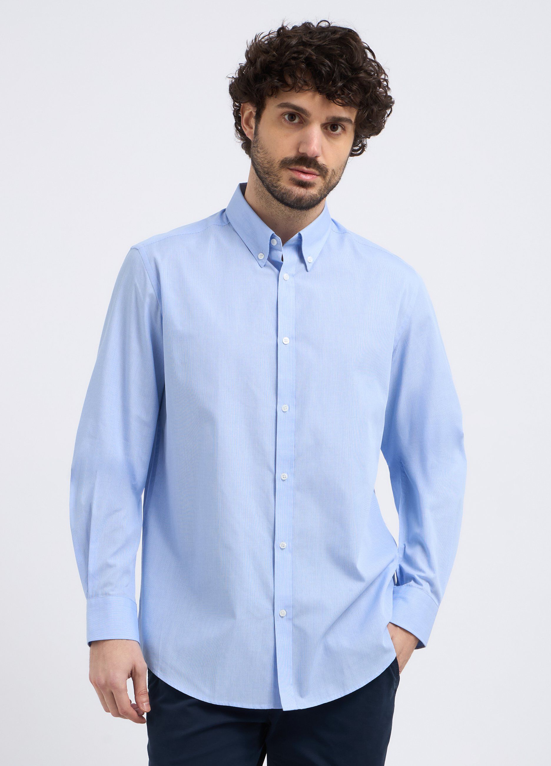 Camicia a maniche lunghe in fantasia uomo