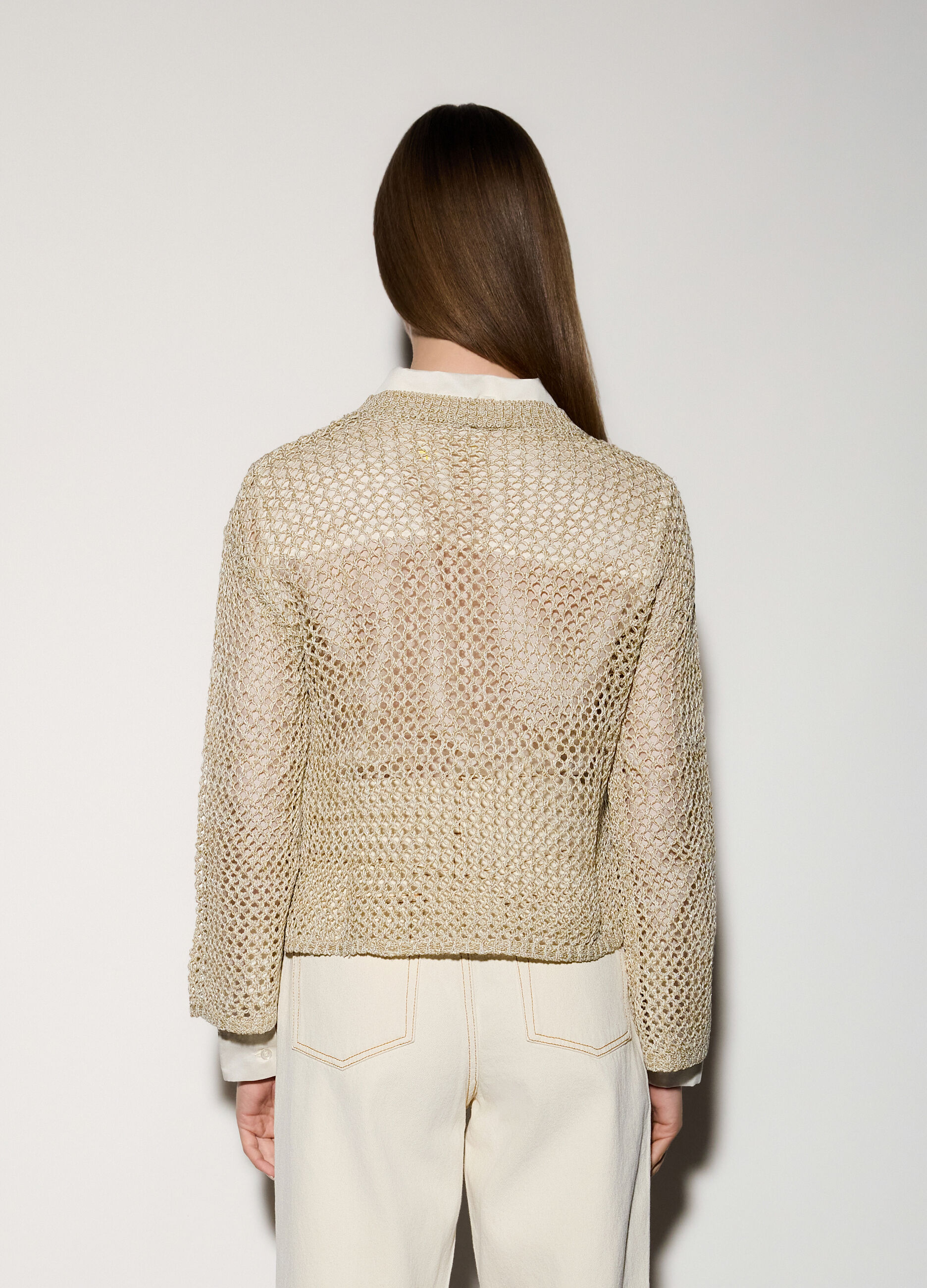 Maglia girocollo lavorata donna_2