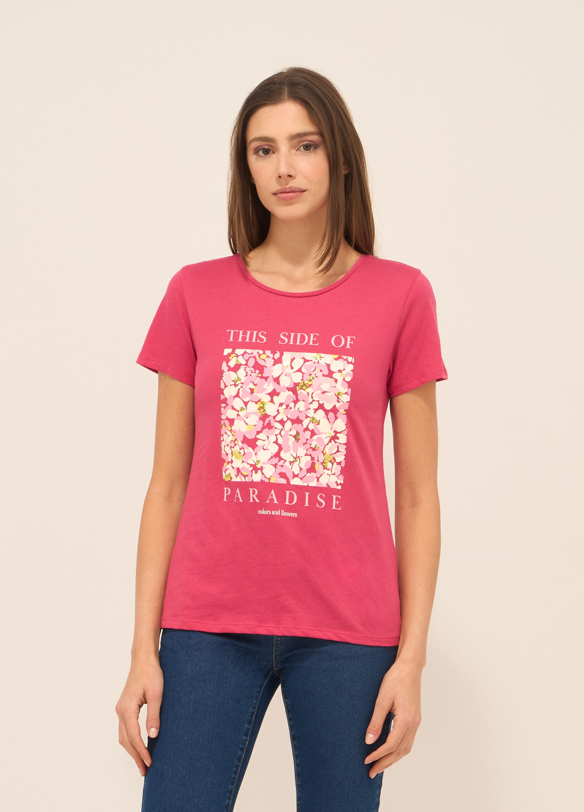 T-shirt in jersey di puro cotone donna_0