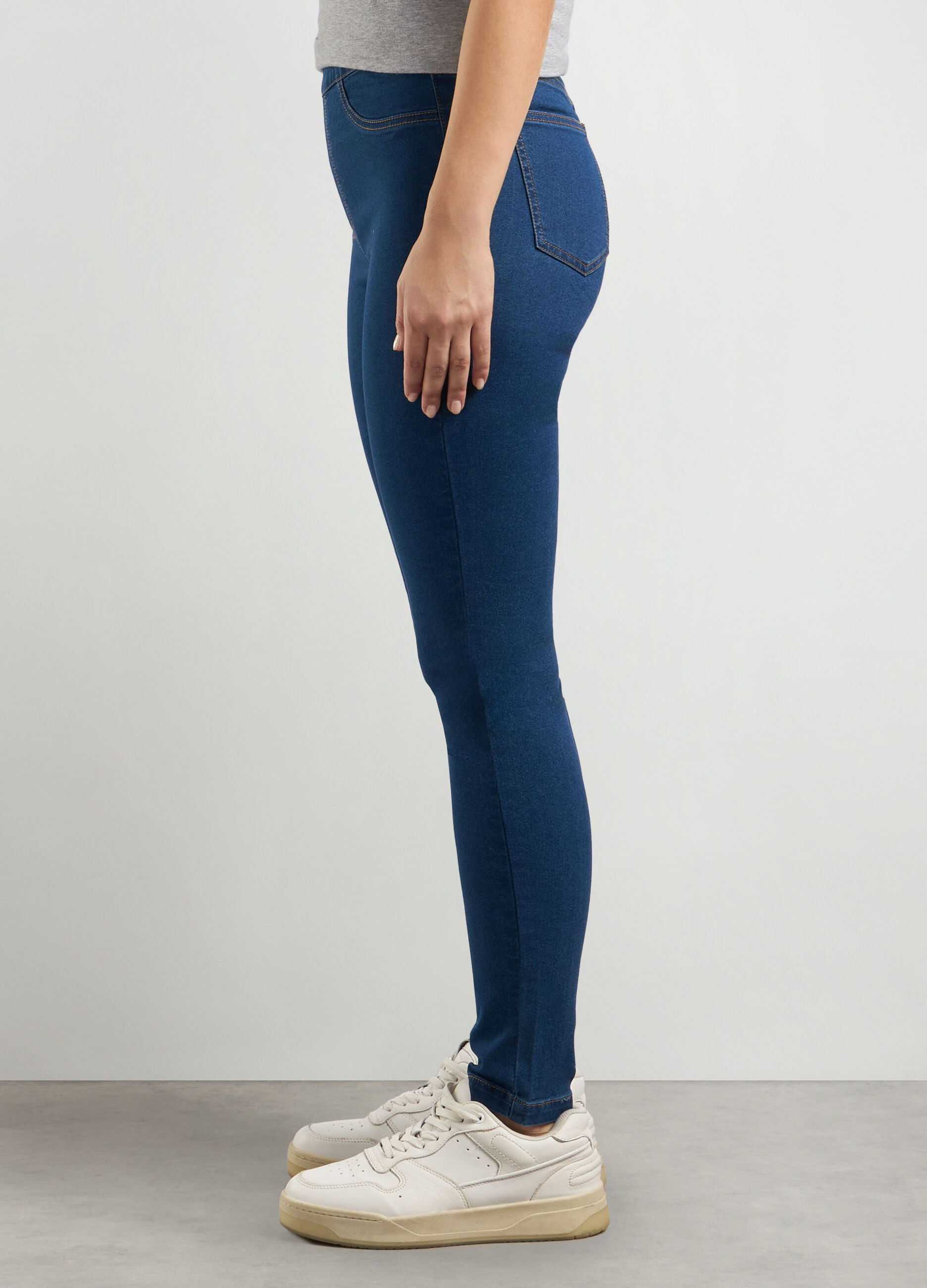 Jeggings in denim di misto cotone stretch donna_2